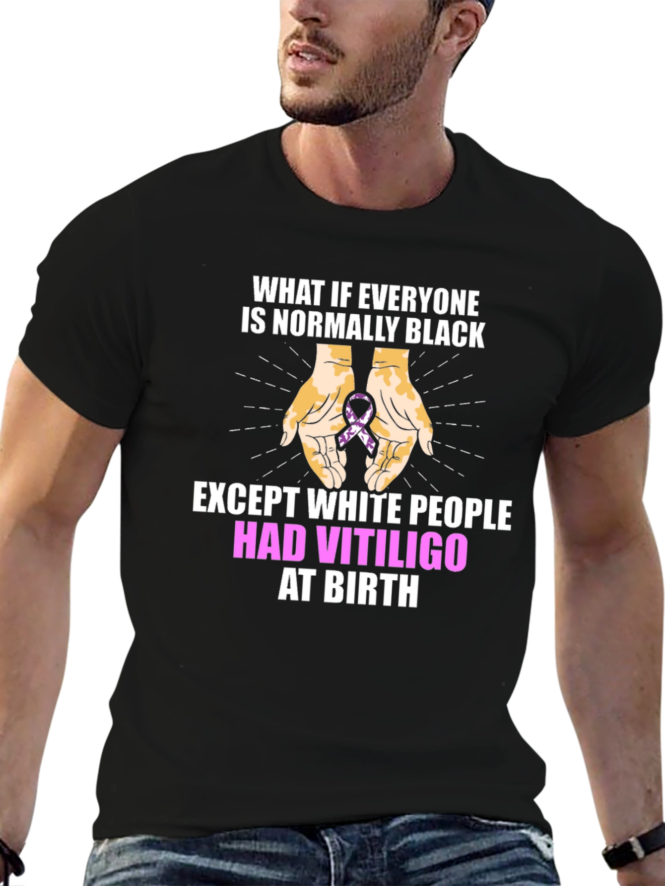 Black Vitiligo Awareness T-Shirt - Equality Design view 6