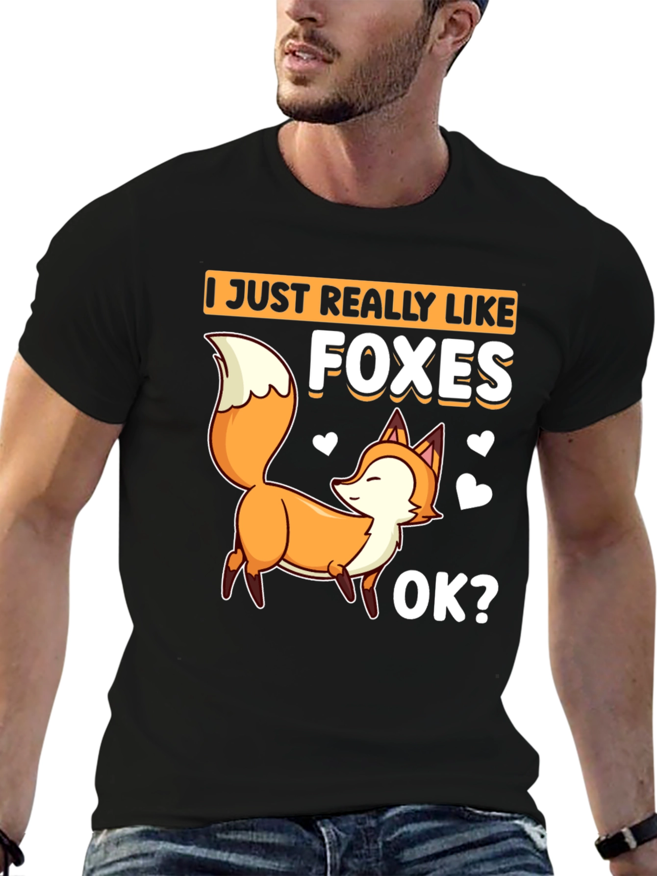 Black I Just Really Like Foxes T-Shirt view 6
