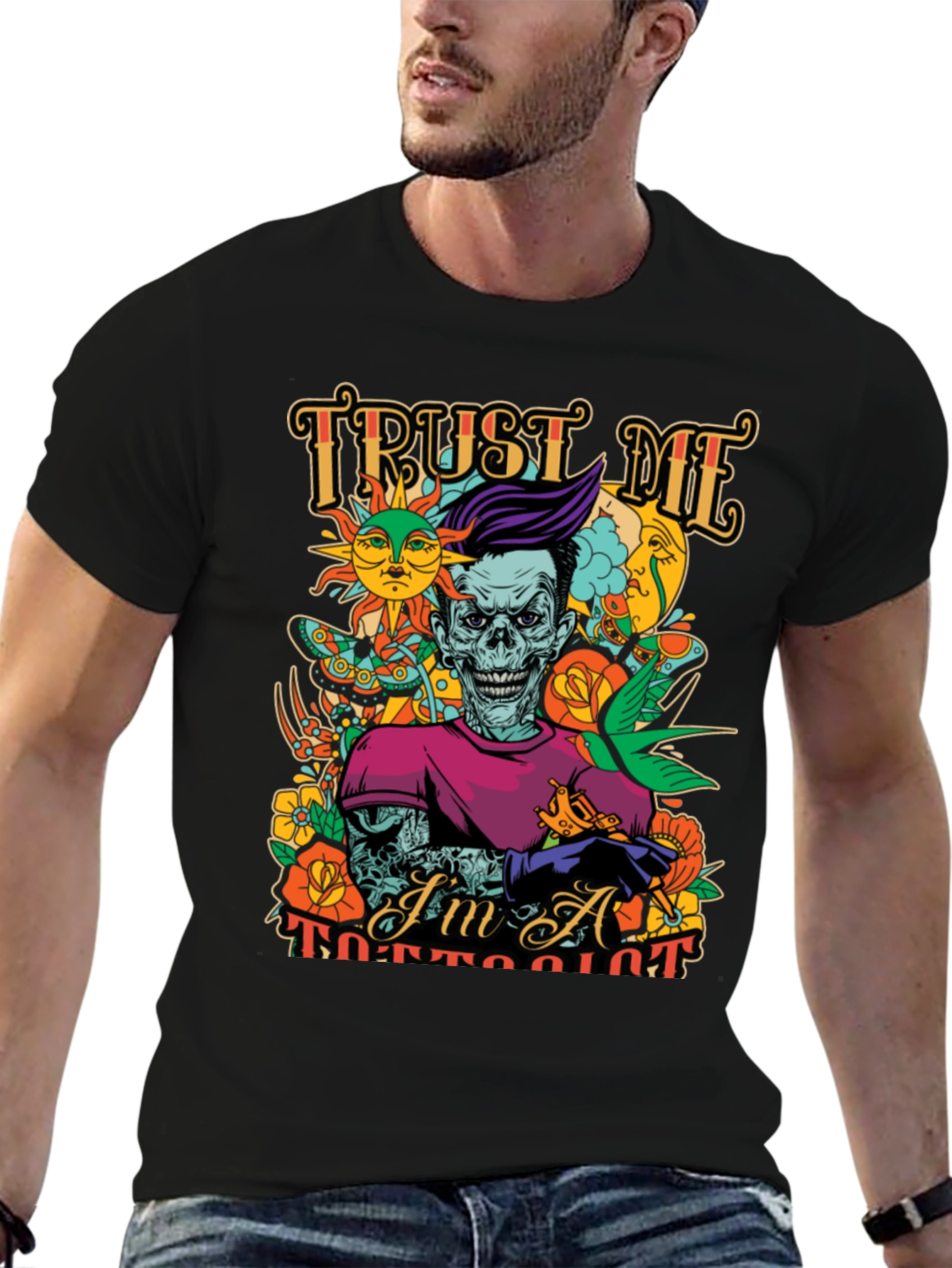 Black Trust Me I'm A Tattooist Black Graphic Tee view 6