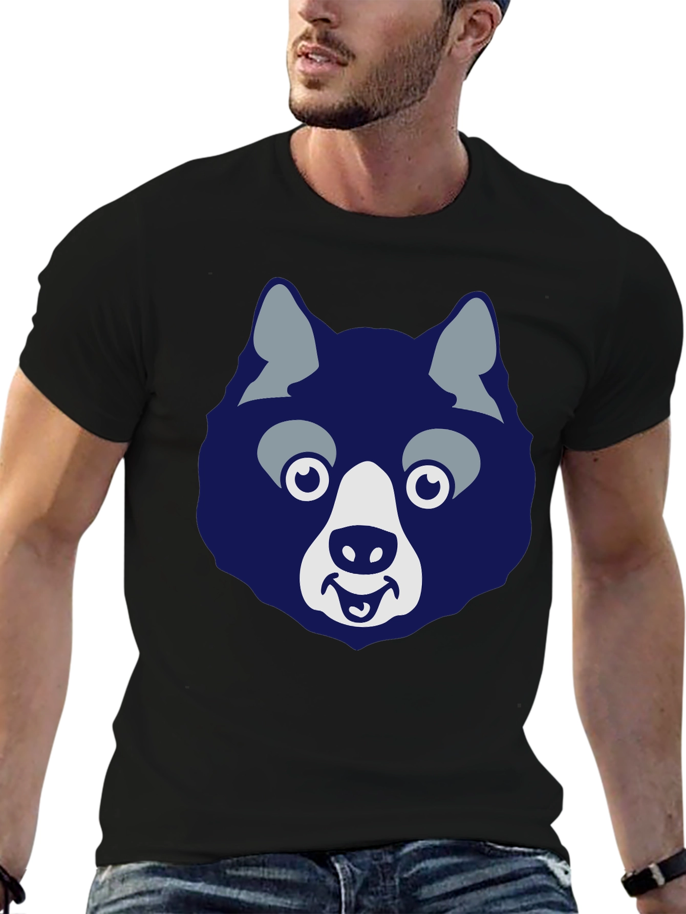 Black Funny Husky Graphic Tee - Men's Black T-Shirt view 6