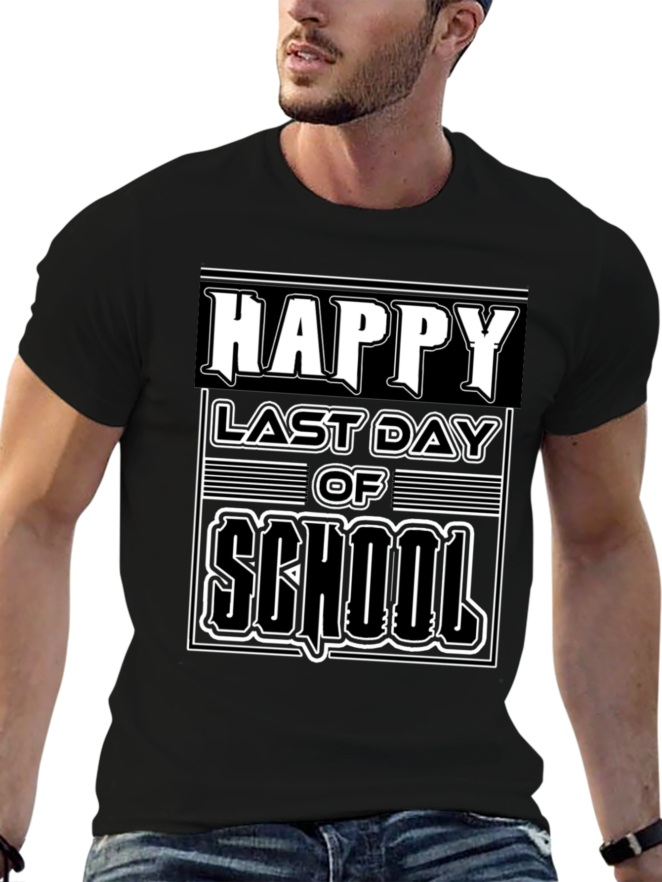 Black Happy Last Day of School Graphic Tee - Black Cotton Blend view 6
