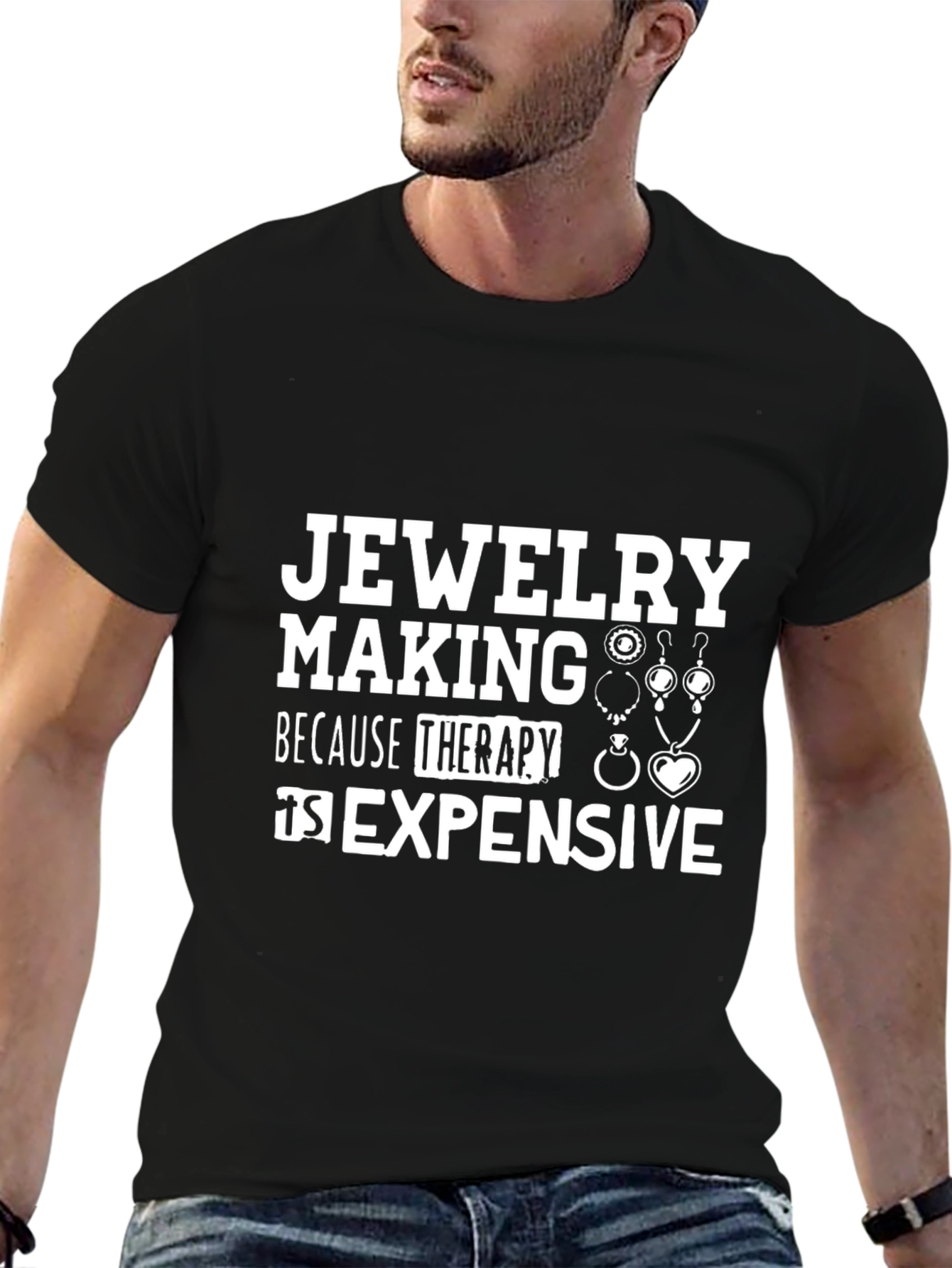 Black Jewelry Making Therapy T-Shirt: Stylish & Comfortable view 6