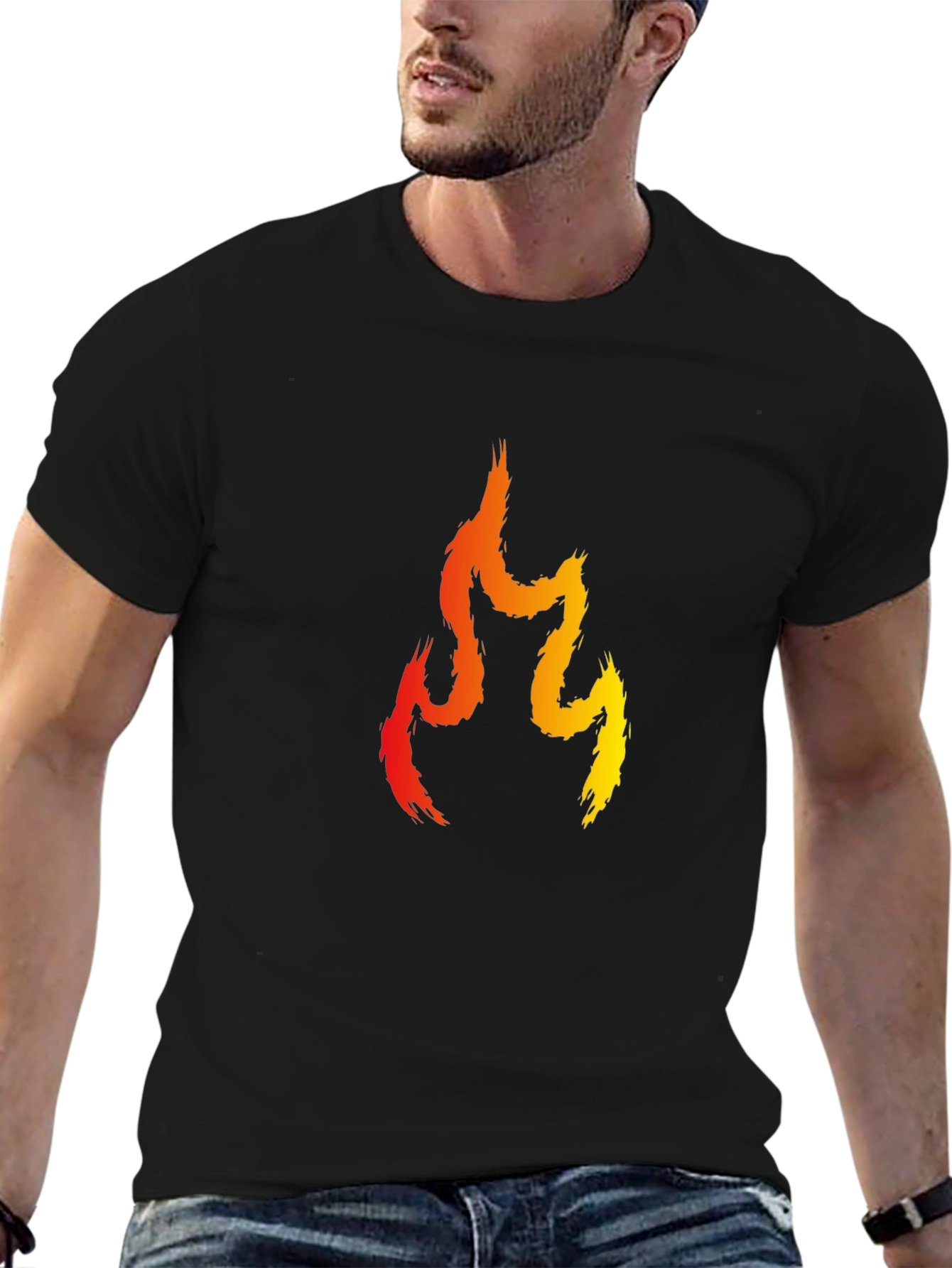 Flame Graphic Black T-Shirt - Stylish Casual Wear - 6