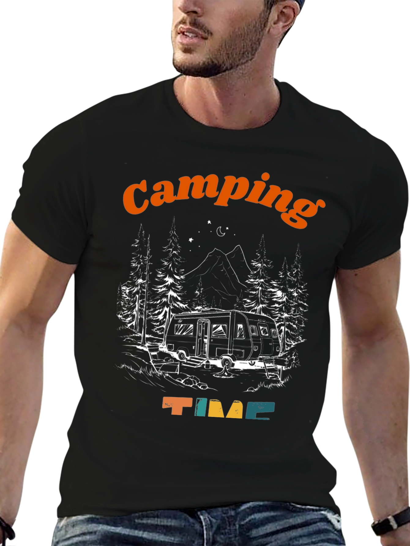 Black Camping Time Graphic T-Shirt view 6