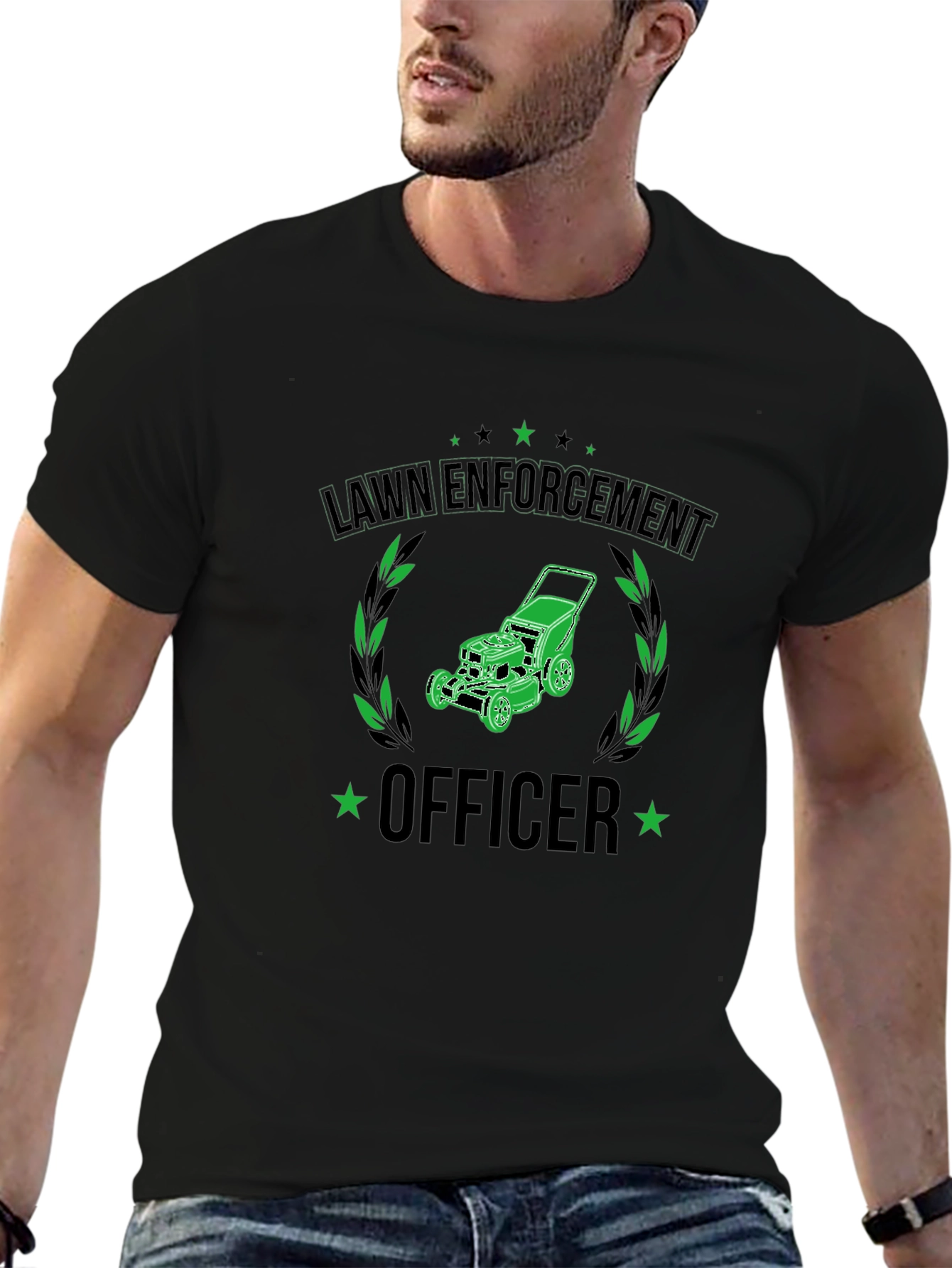 Black Lawn Enforcement Officer Graphic T-Shirt view 6