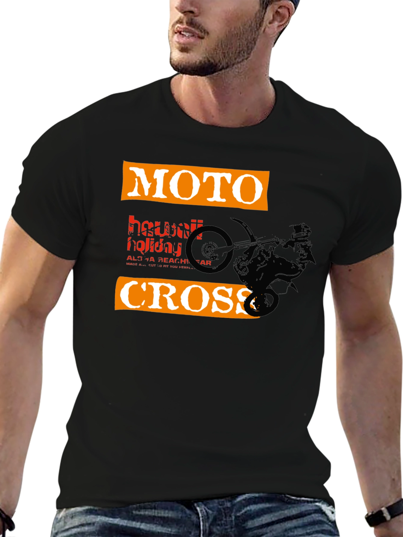 Black Moto Cross Graphic Tee - Black view 6