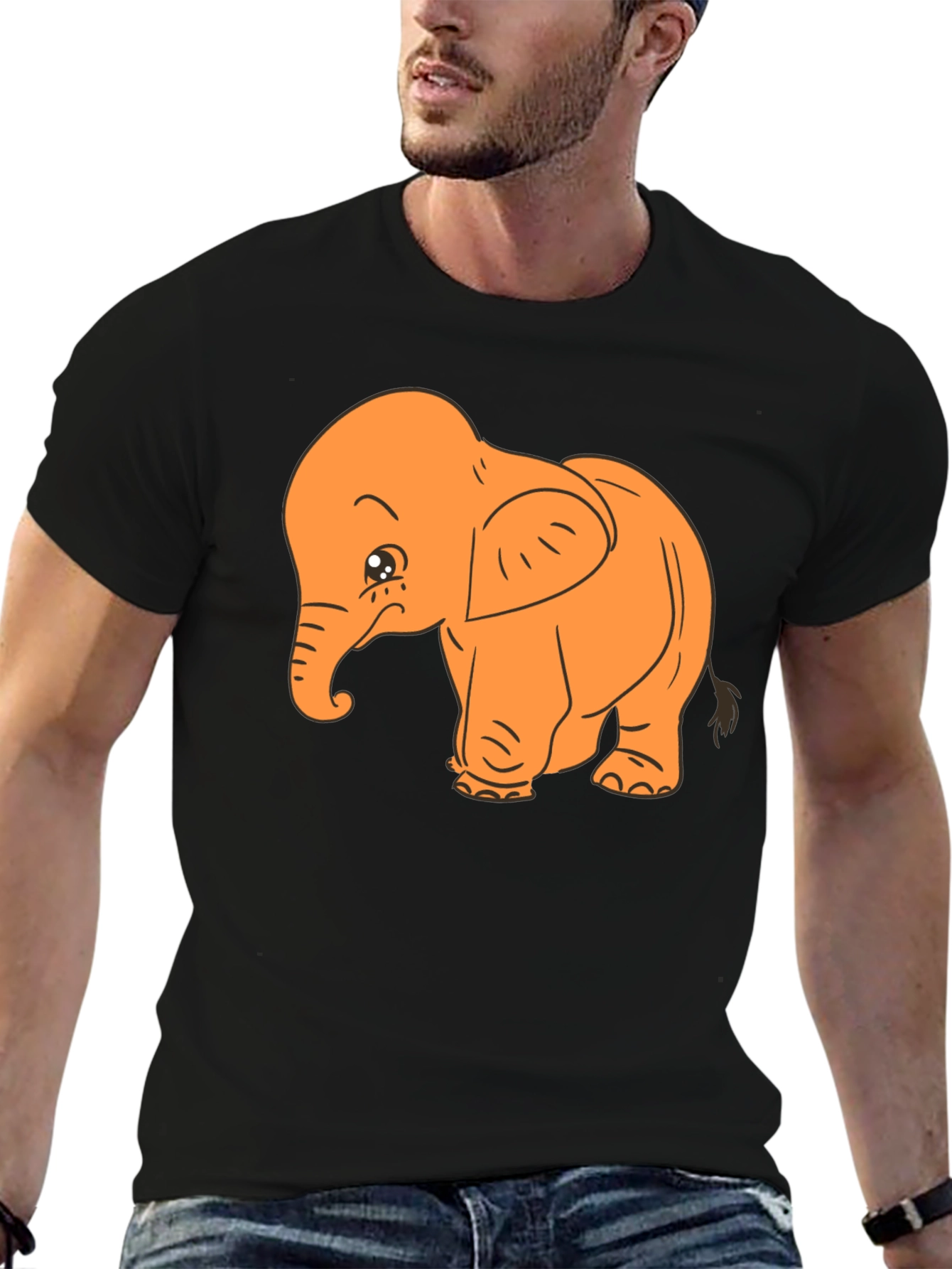 Black Cute Elephant Graphic Tee view 6