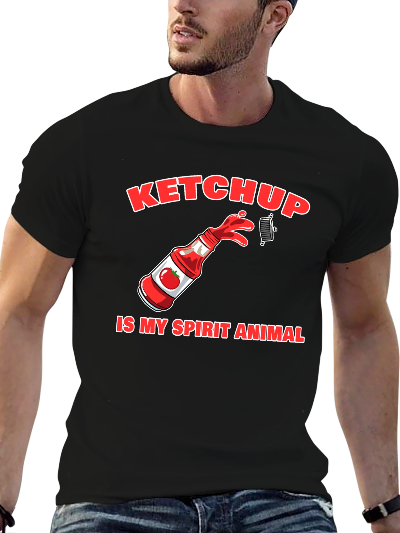 Black Ketchup Is My Spirit Animal Graphic T-Shirt view 6