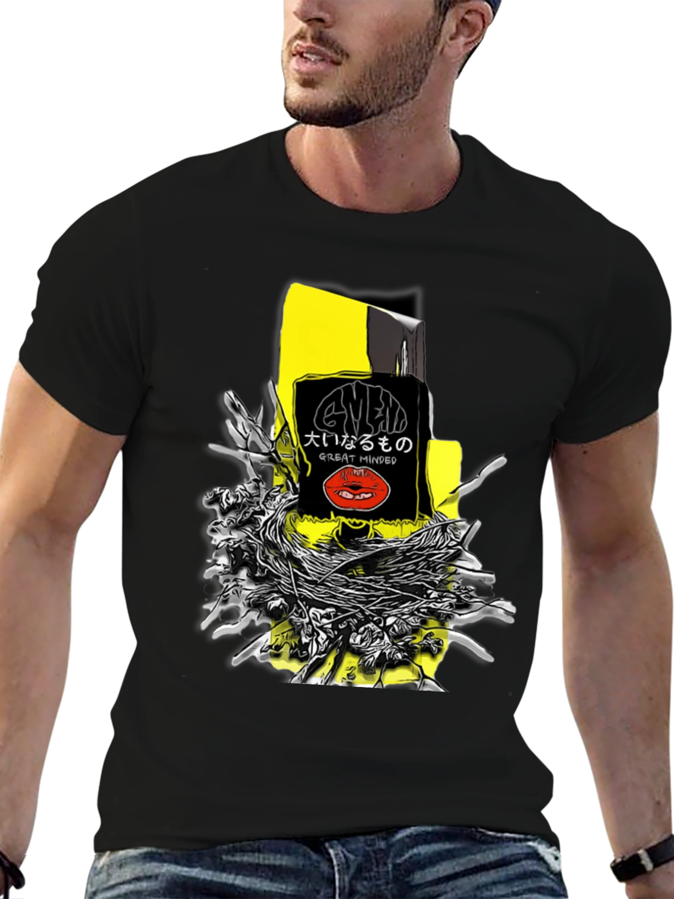 Black Unique Graphic T-Shirt - Great Minded Design view 6