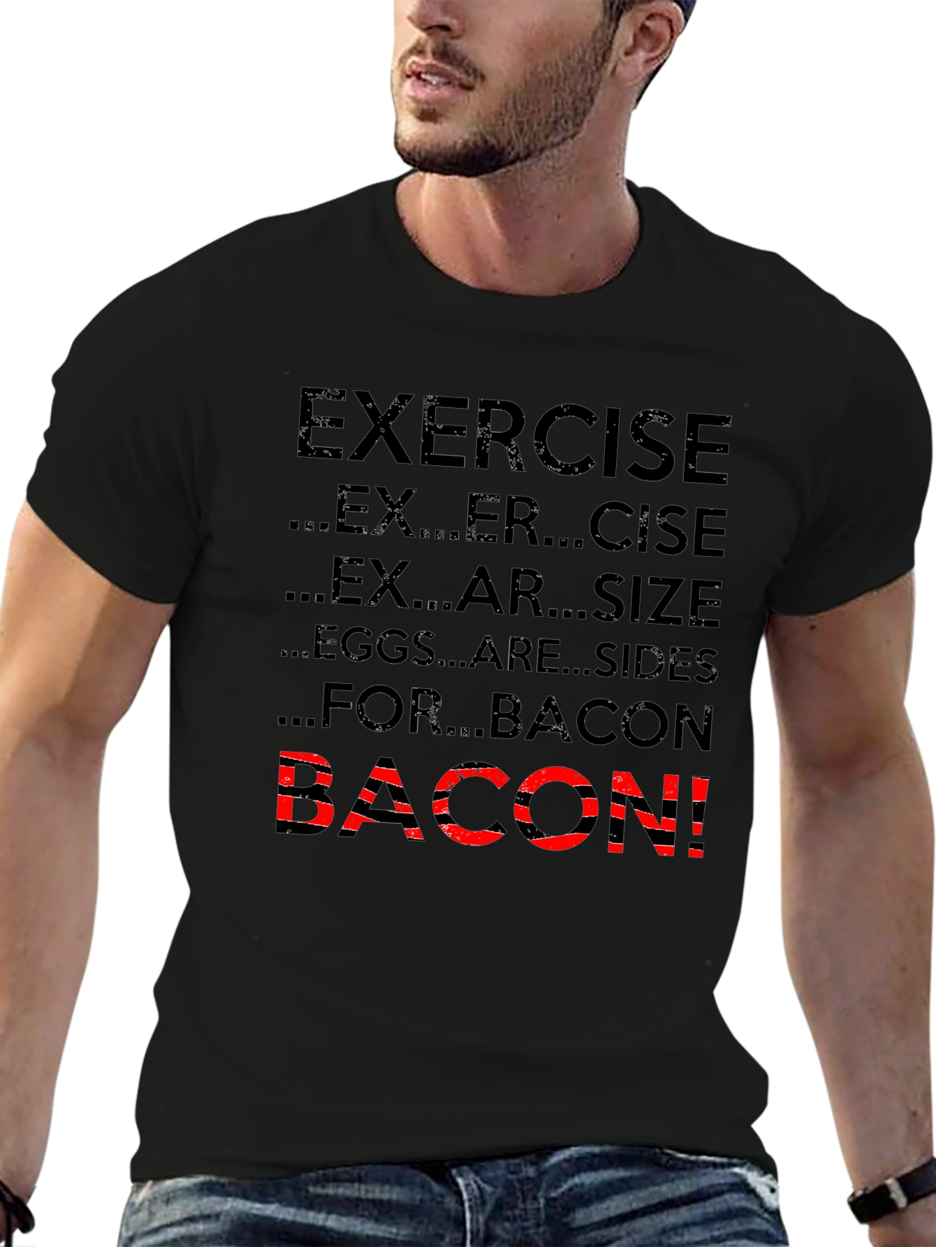 Bacon Exercise T-Shirt Funny Gym Tee - 6