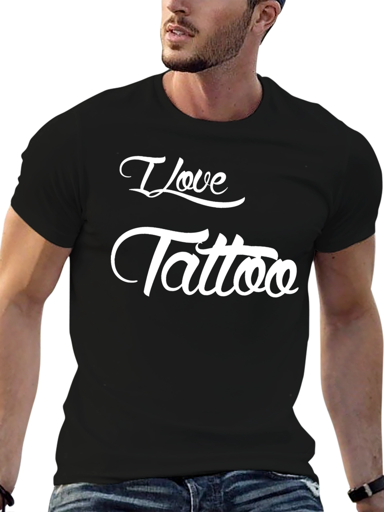 Black I Love Tattoo Graphic T-Shirt - Black view 6