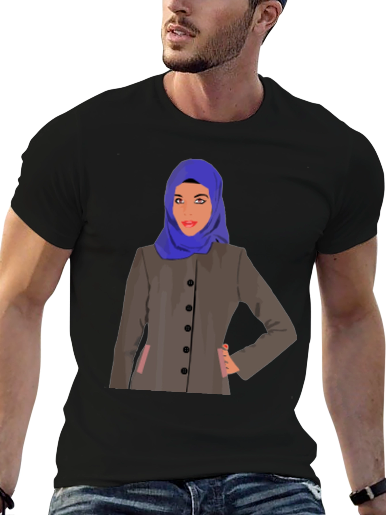 Black Hijab Woman Graphic T-Shirt - Stylish & Unique Design view 6