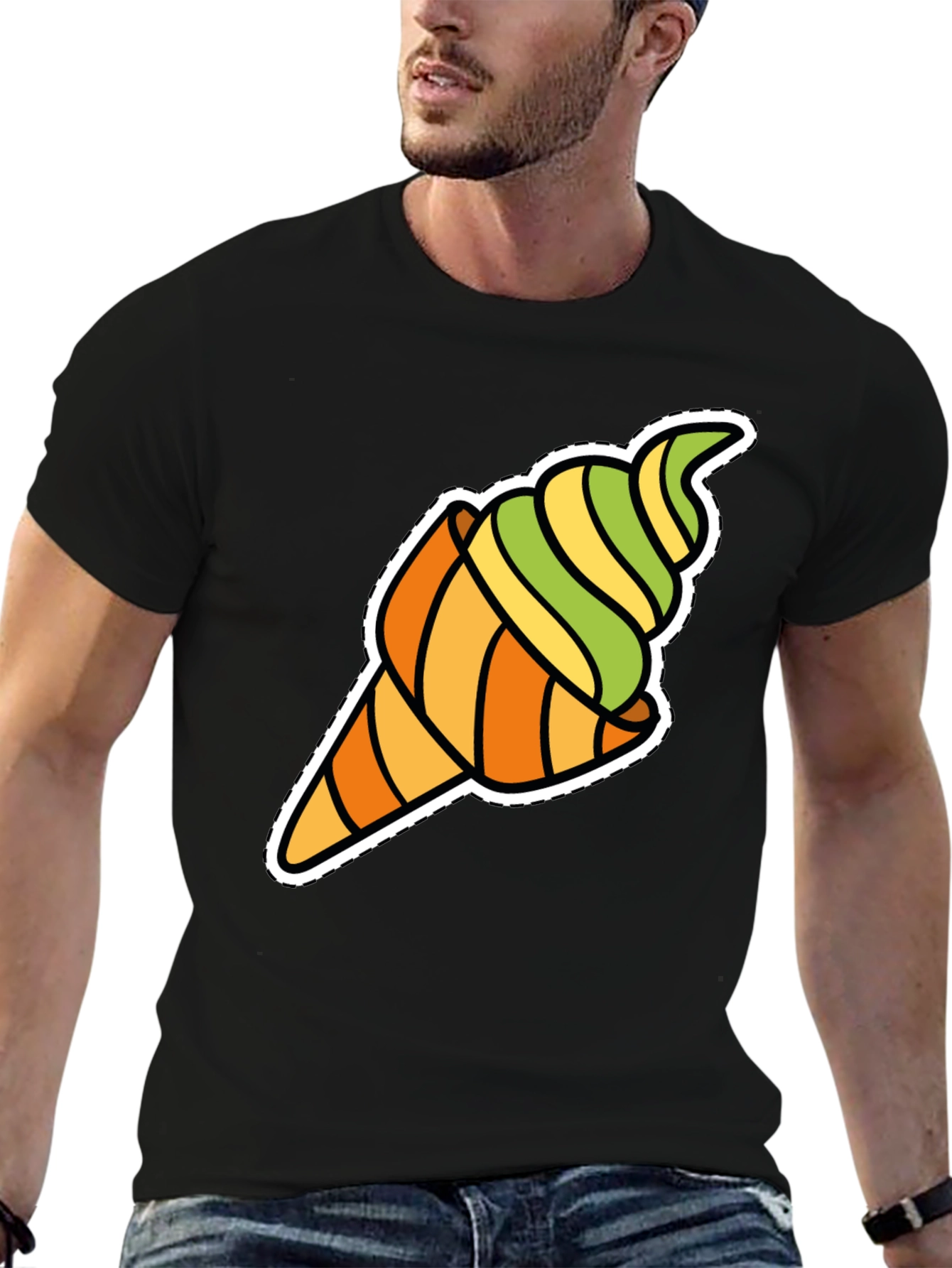 Black Ice Cream Cone Graphic Tee - Fun Novelty Shirt view 6