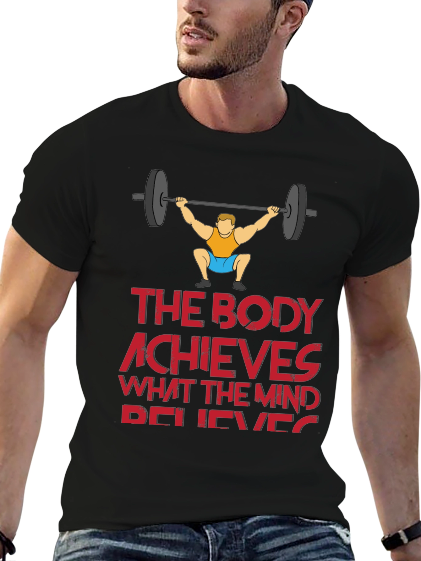 Black Workout Motivation T-Shirt - The Body Achieves view 6
