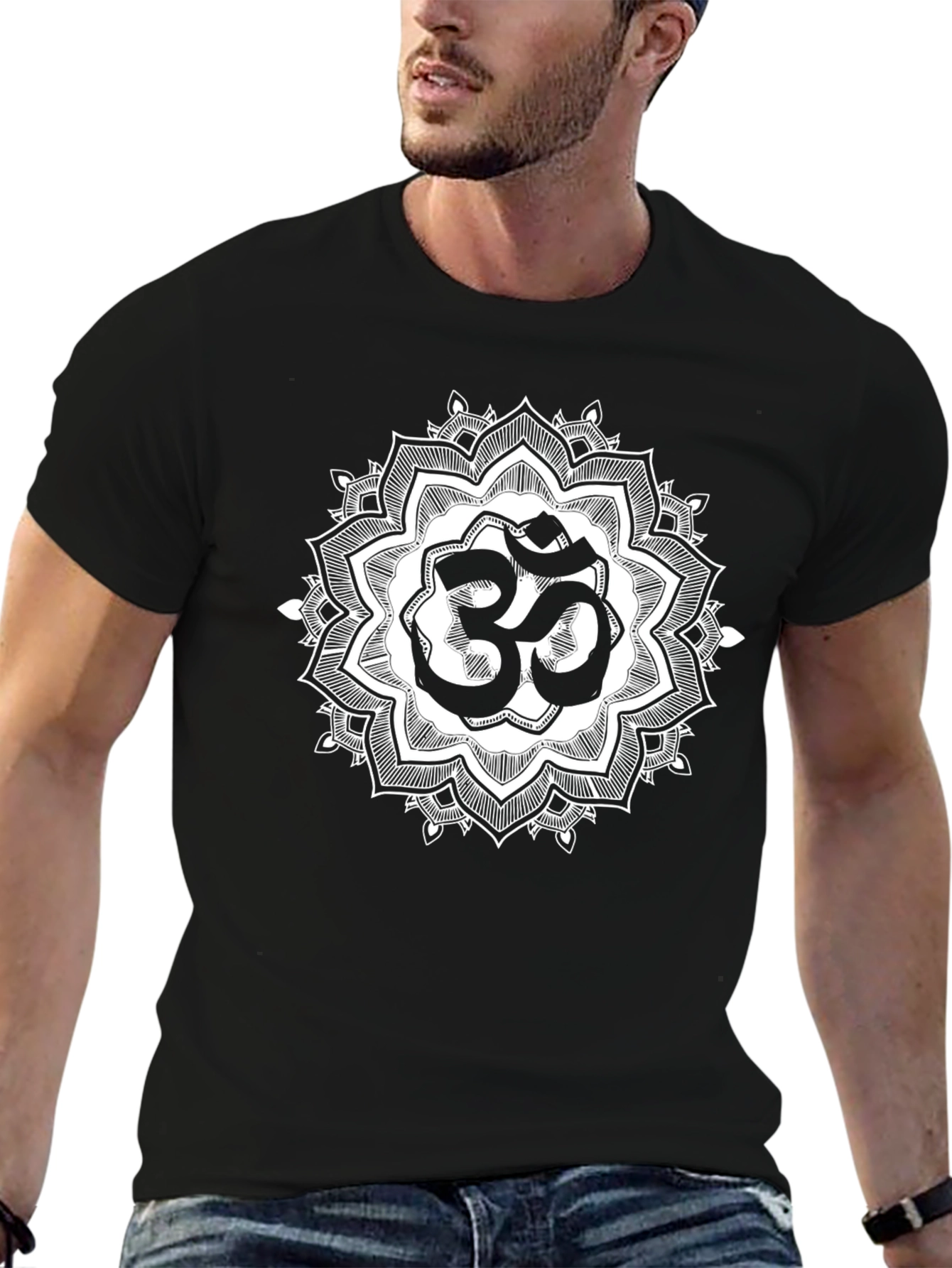 Om Mandala Graphic Tee - Black Casual T-Shirt - 6