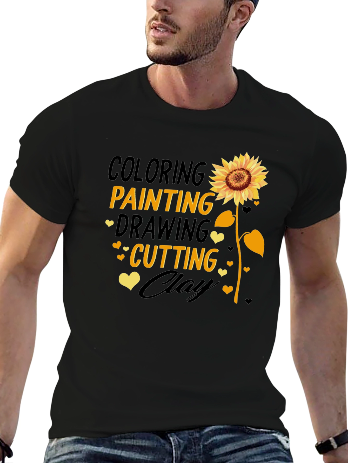 Black Creative Arts Sunflower Tee: Coloring, Painting, Drawing, Cutting, Clay view 6