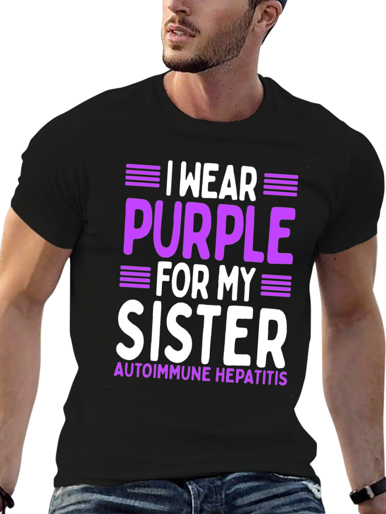 I Wear Purple For My Sister Autoimmune Hepatitis Awareness T-Shirt - 6