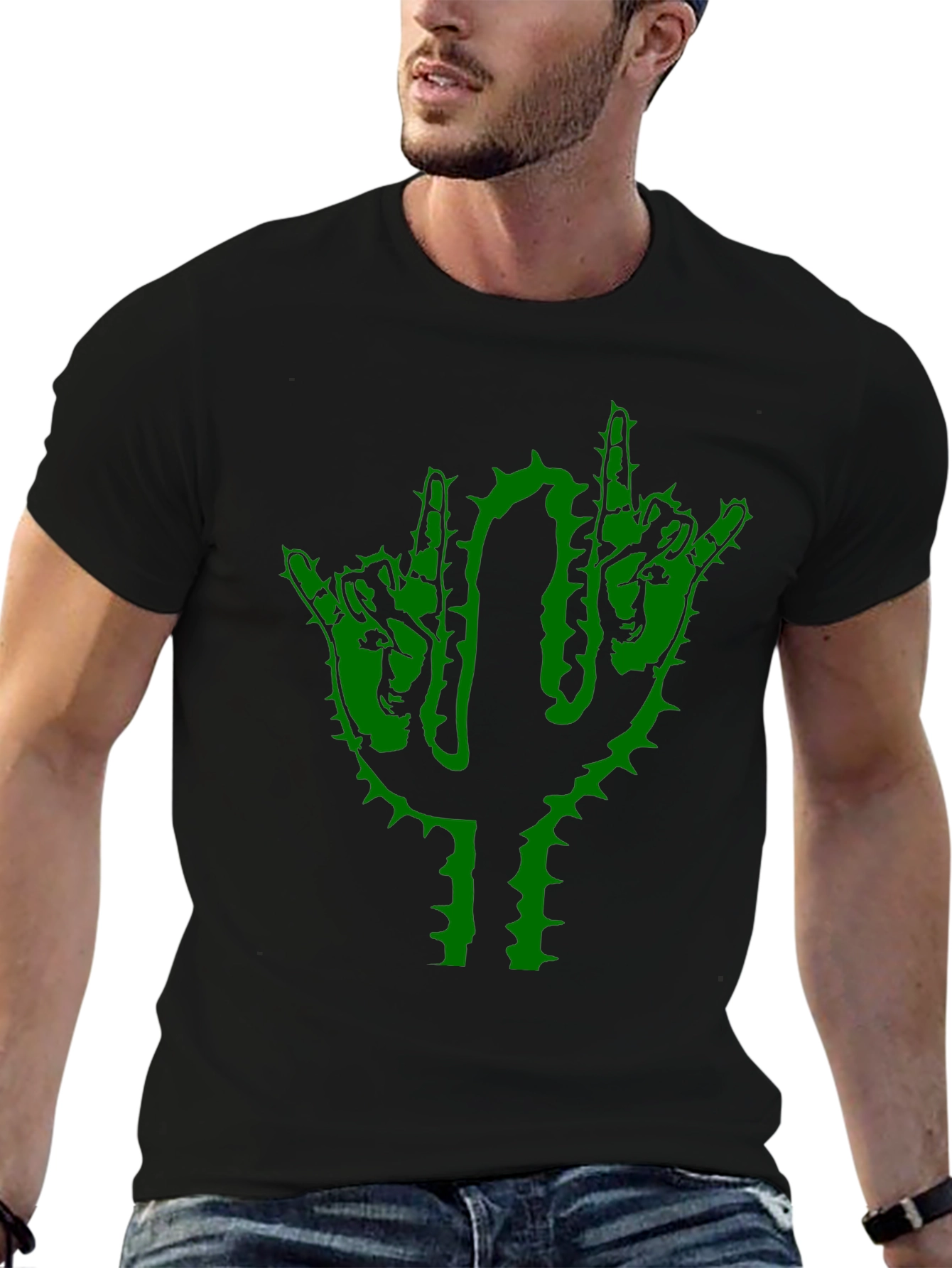 Black Cactus Rock On Graphic T-Shirt view 6