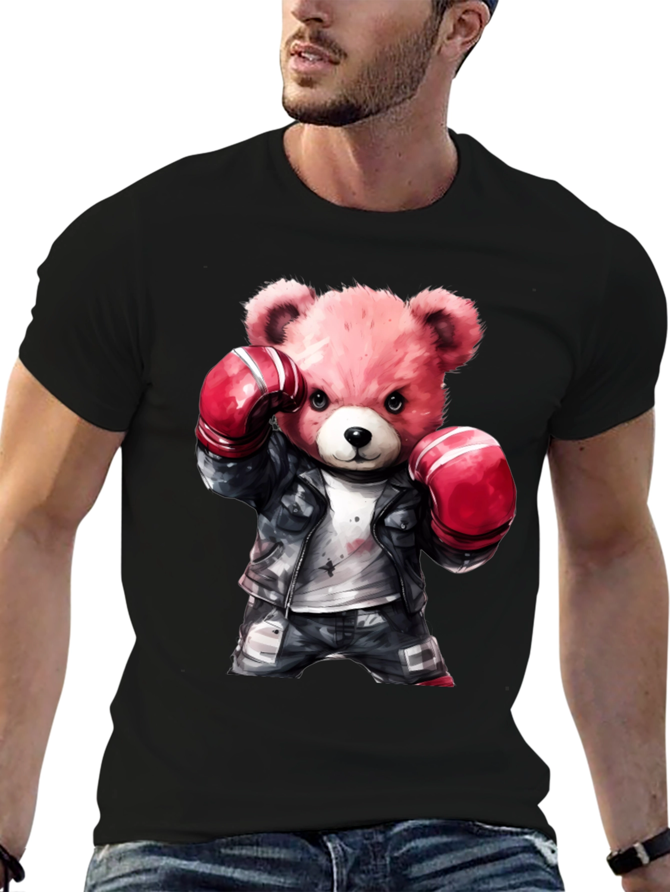 Black Boxing Bear Graphic Tee - Punchy Style view 6