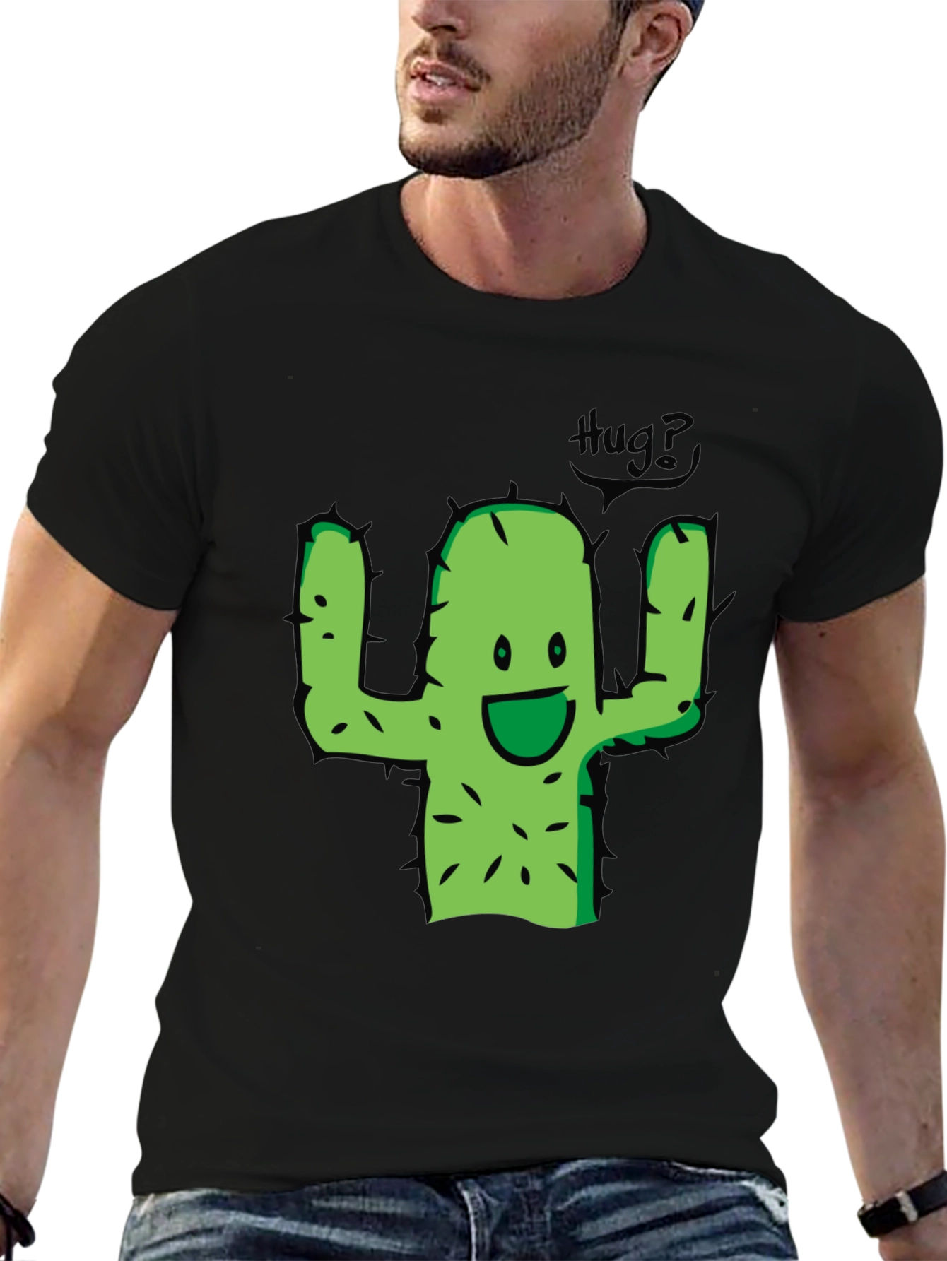 Black Hug Me Cactus T-Shirt view 6