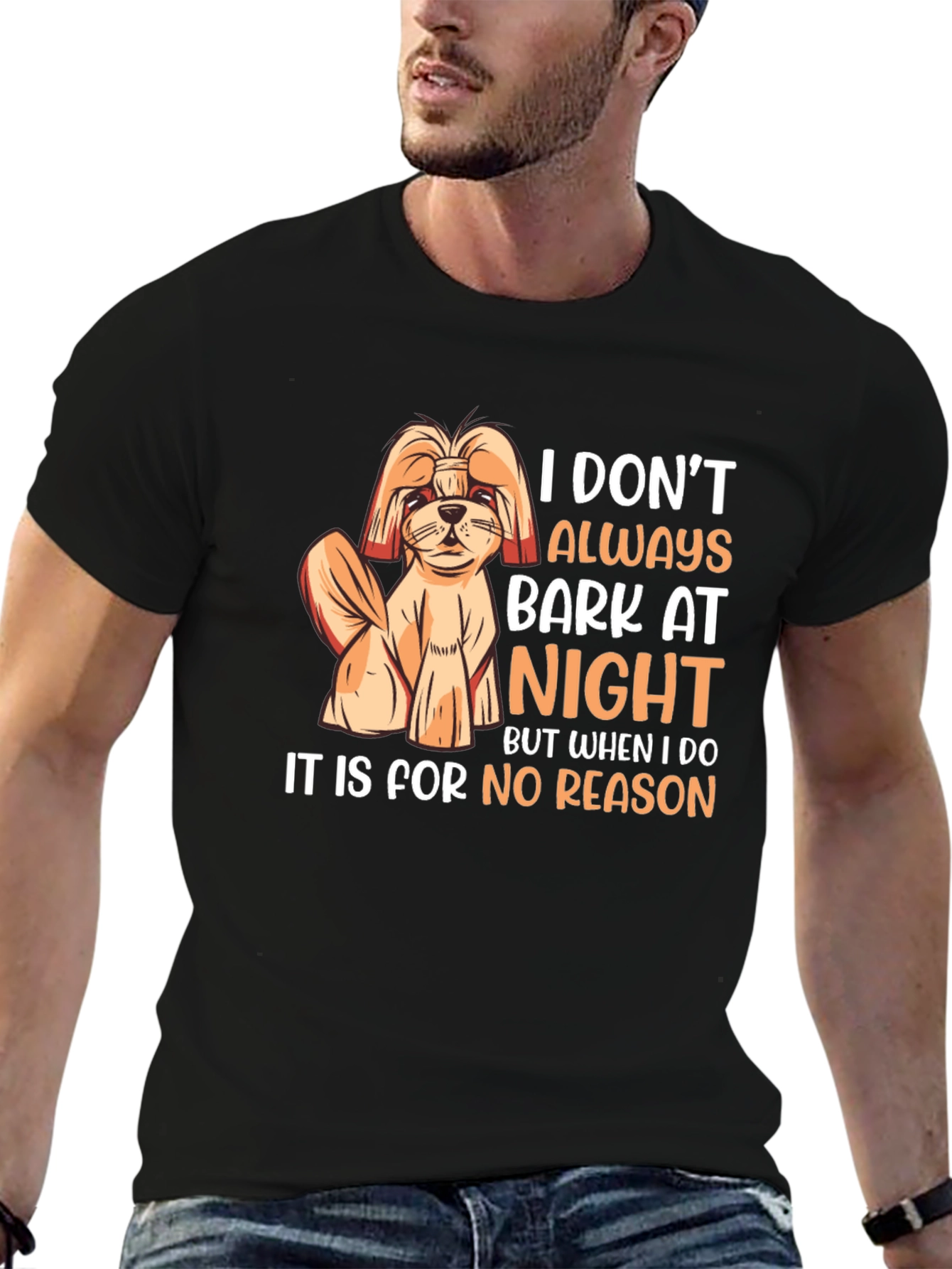 Black Funny Dog Barking Humor Graphic T-Shirt view 6