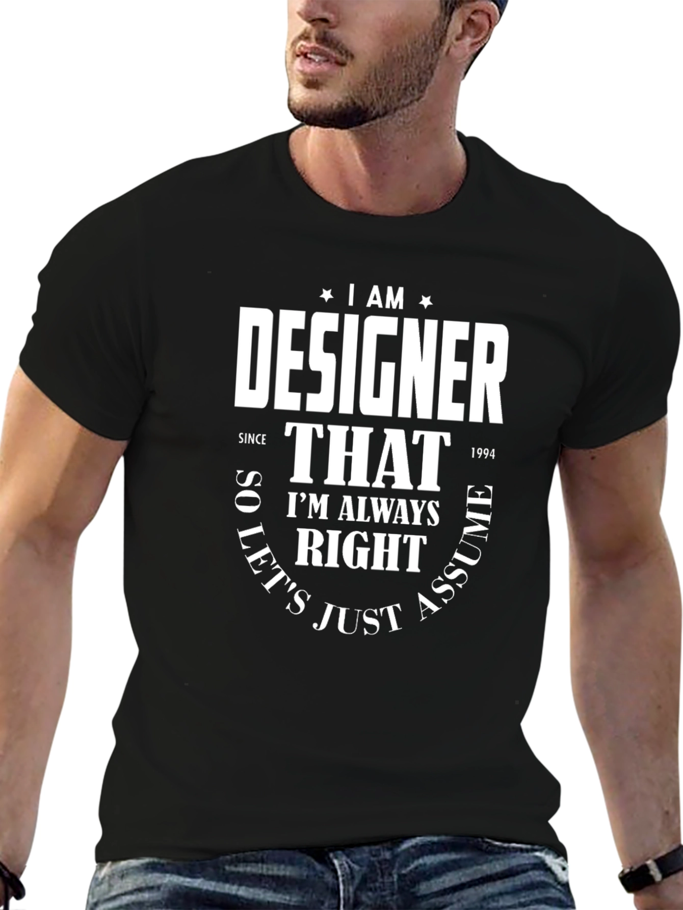 Black I Am A Designer Funny T-Shirt view 6