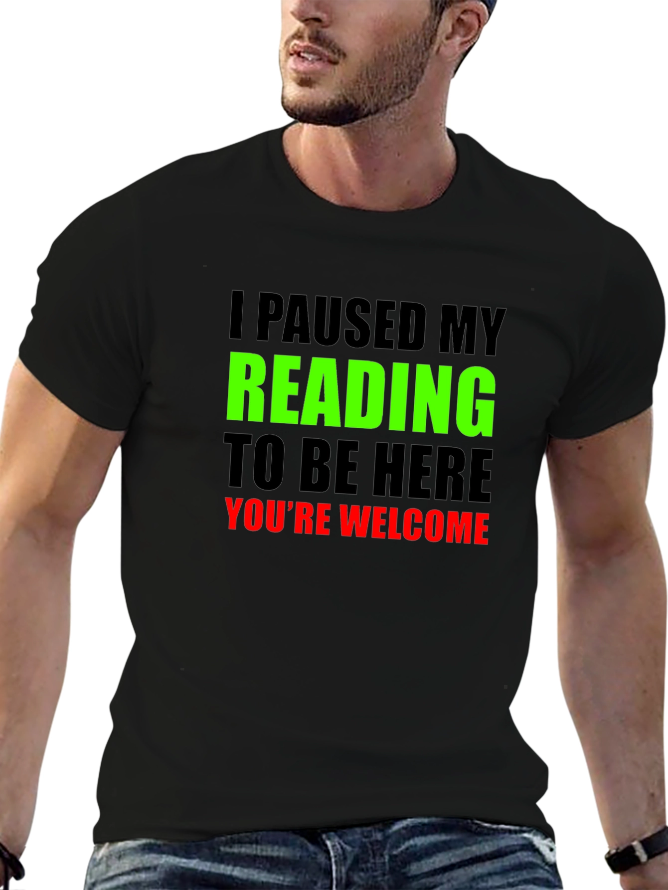 Black Funny Reading T-Shirt: Paused My Reading view 6