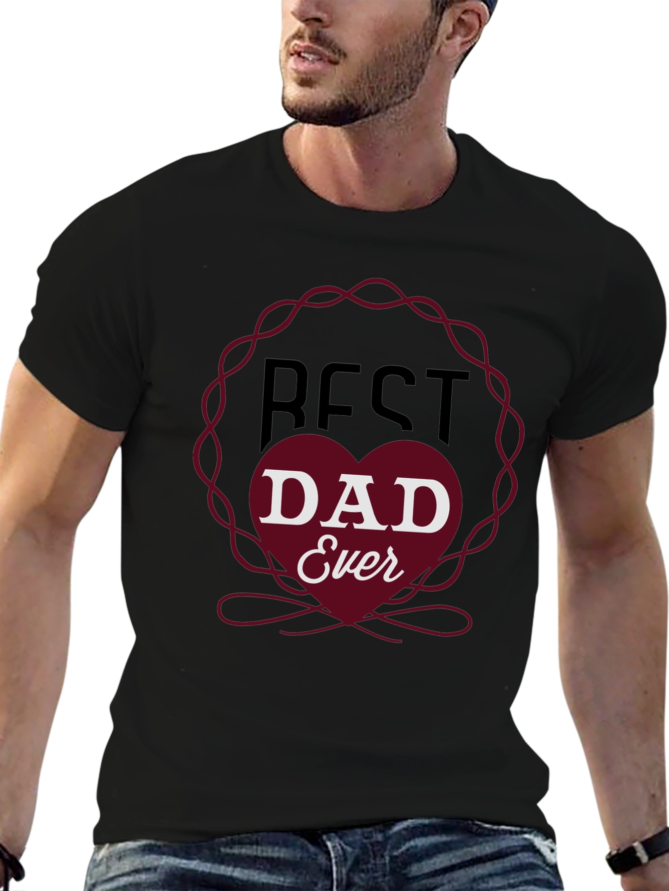 Black Best Dad Ever Graphic T-Shirt - Father's Day Gift view 6