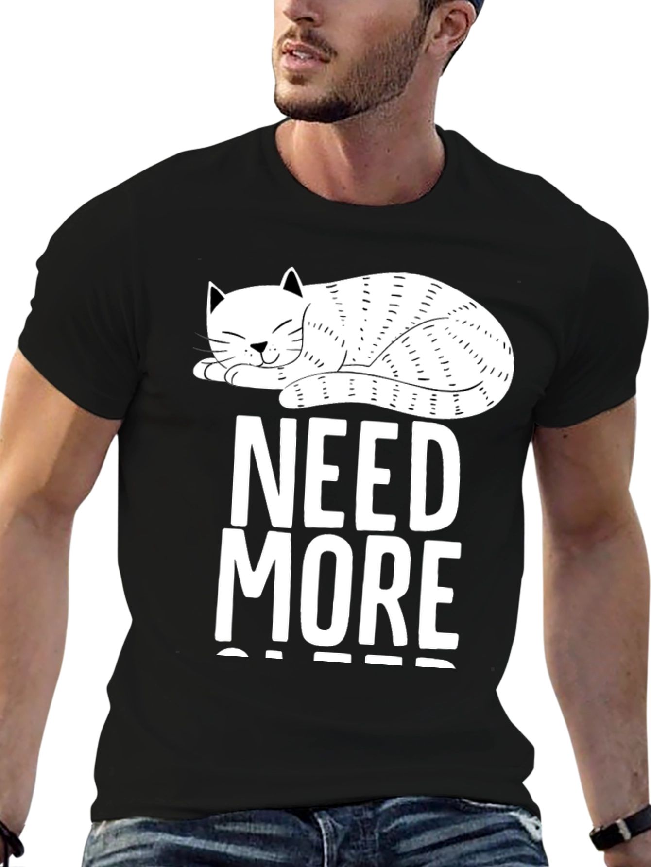 Black Need More Cats T-Shirt - Novelty Cat Lover Tee view 6