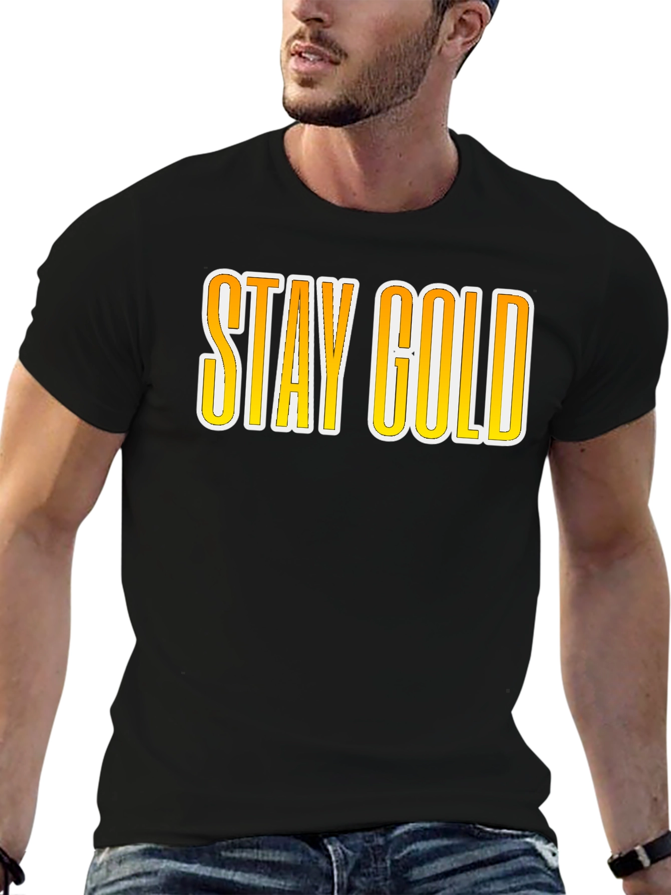 Black Stay Gold Graphic Tee - Classic Cool view 6