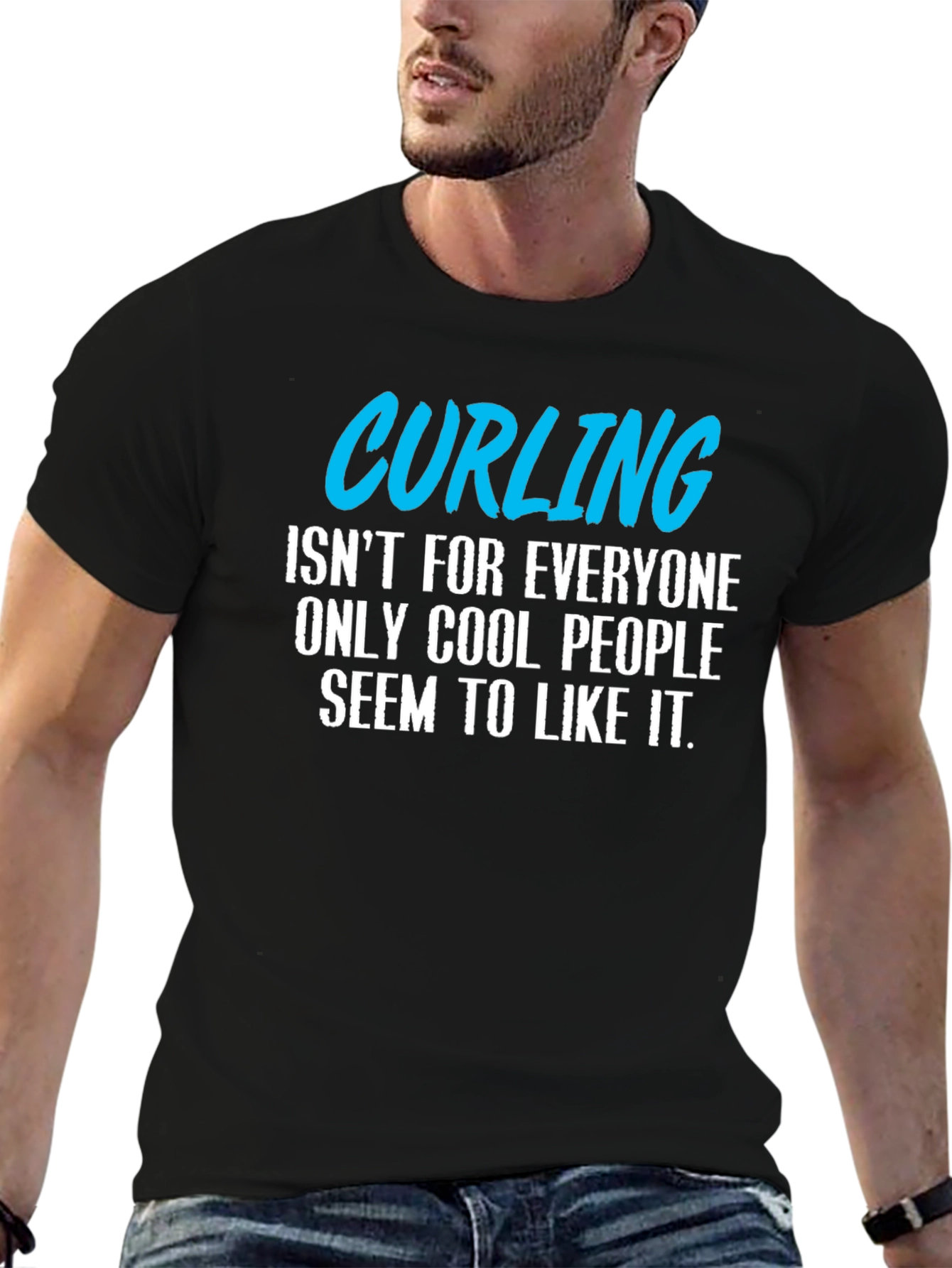Black Cool People Curling T-Shirt view 6