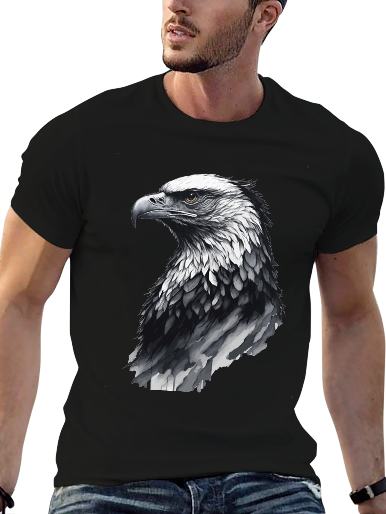 Black Men's Black Eagle Graphic Tee view 6