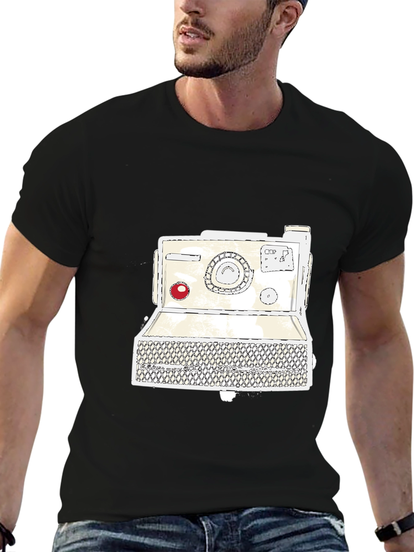 Black Vintage Camera Graphic Tee - Retro Style view 6