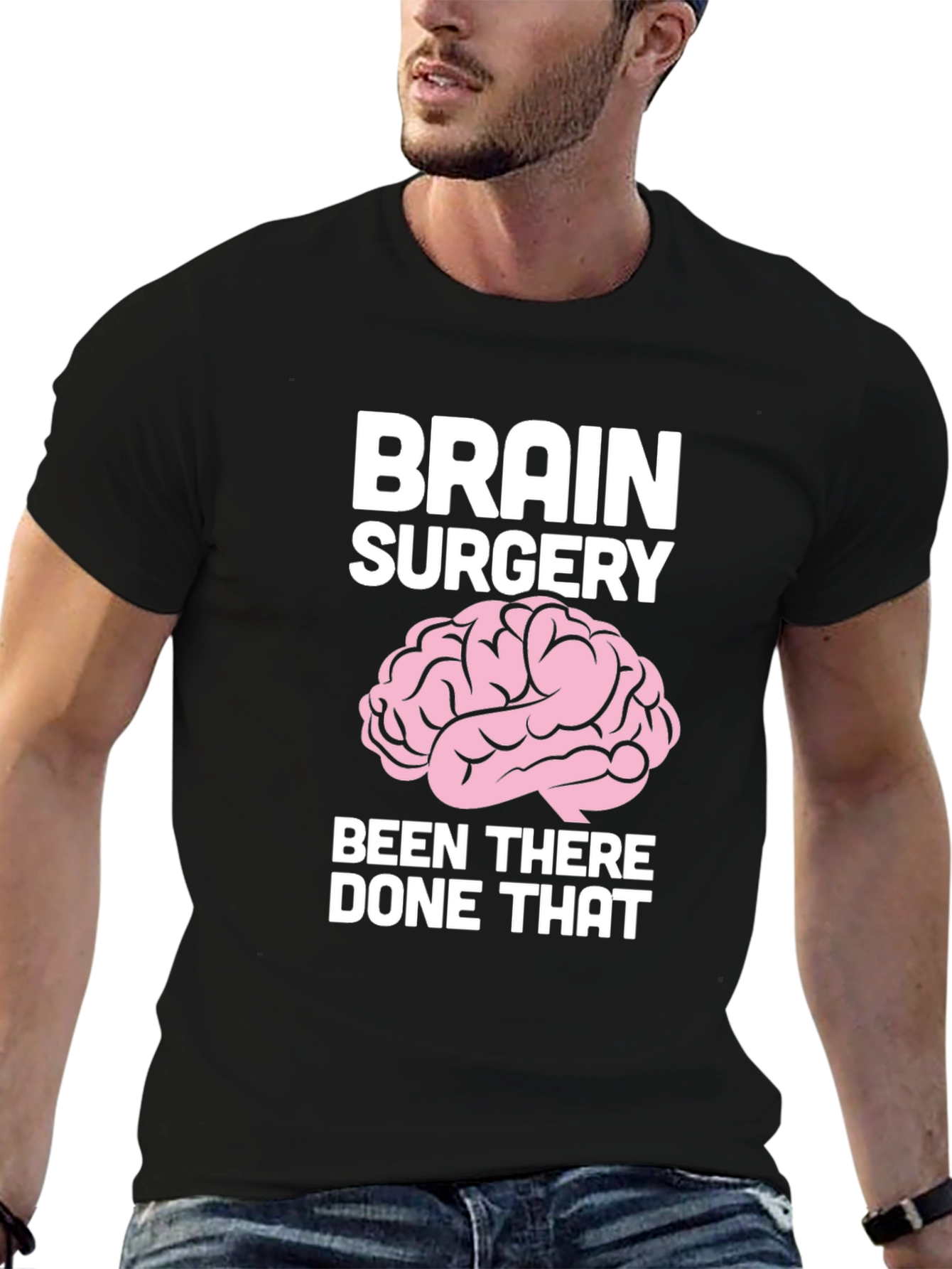 Black Brain Surgery Humor Graphic T-Shirt view 6