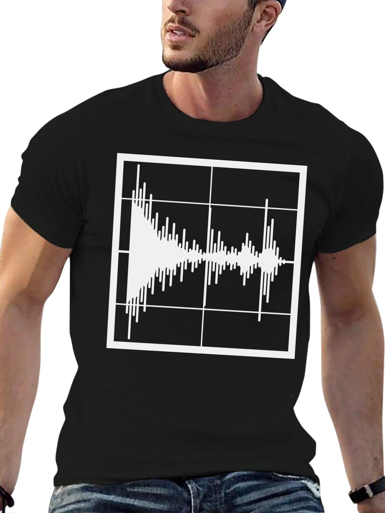 Black Sound Wave Black Graphic Tee Shirt view 6