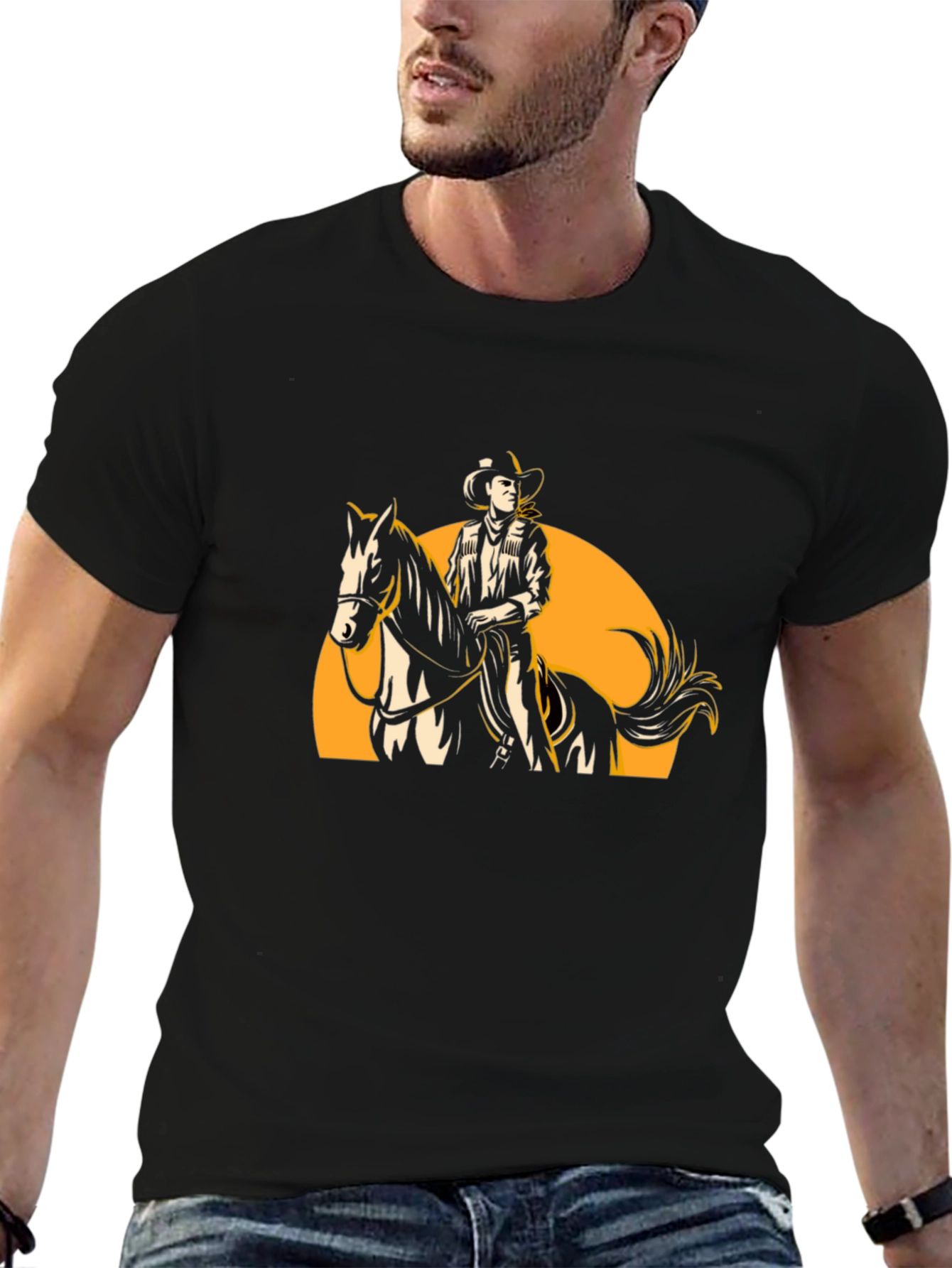 Black Cowboy Rider Graphic Tee - Western Style view 6