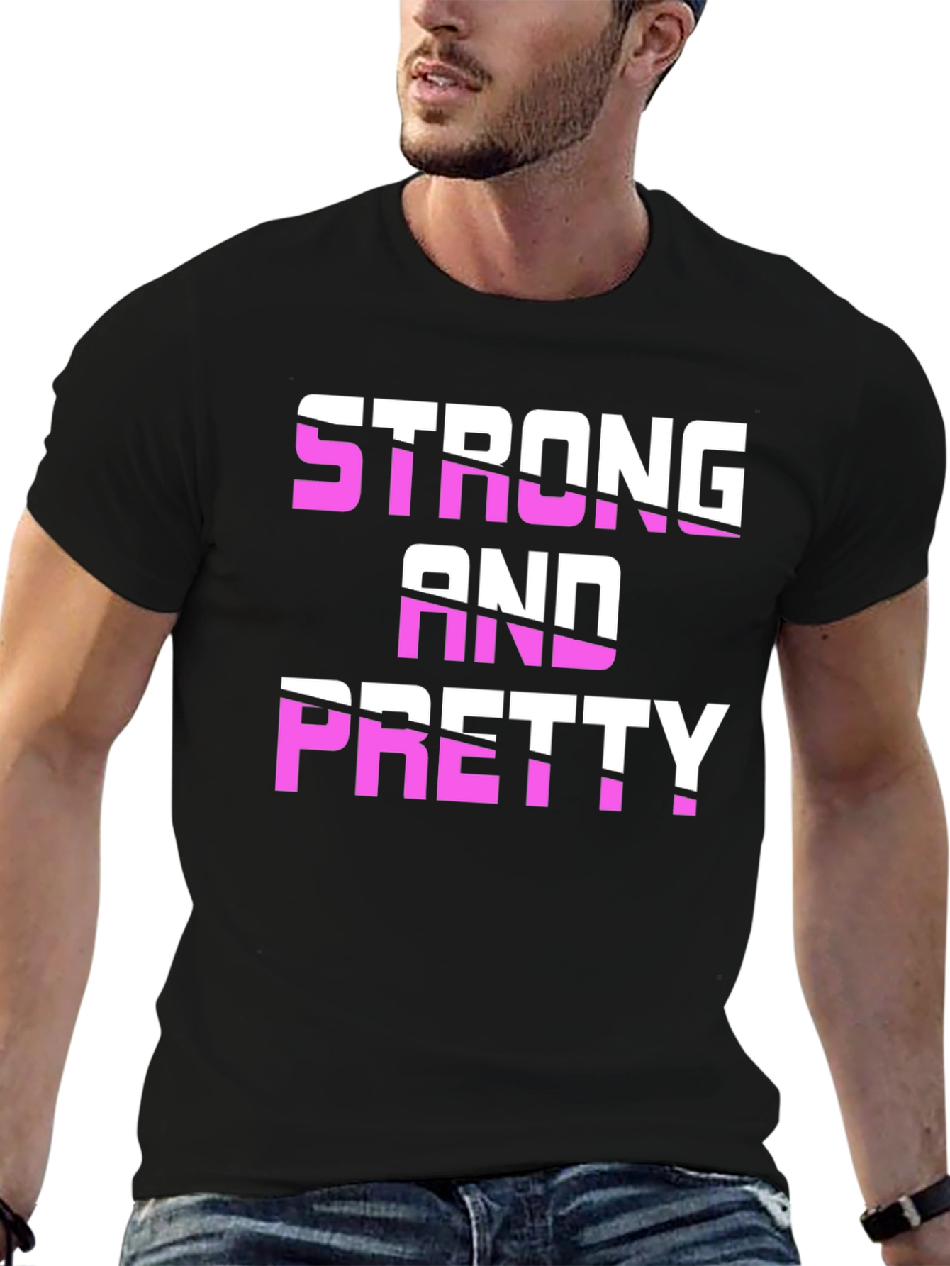 Black Strong & Pretty Graphic Tee view 6