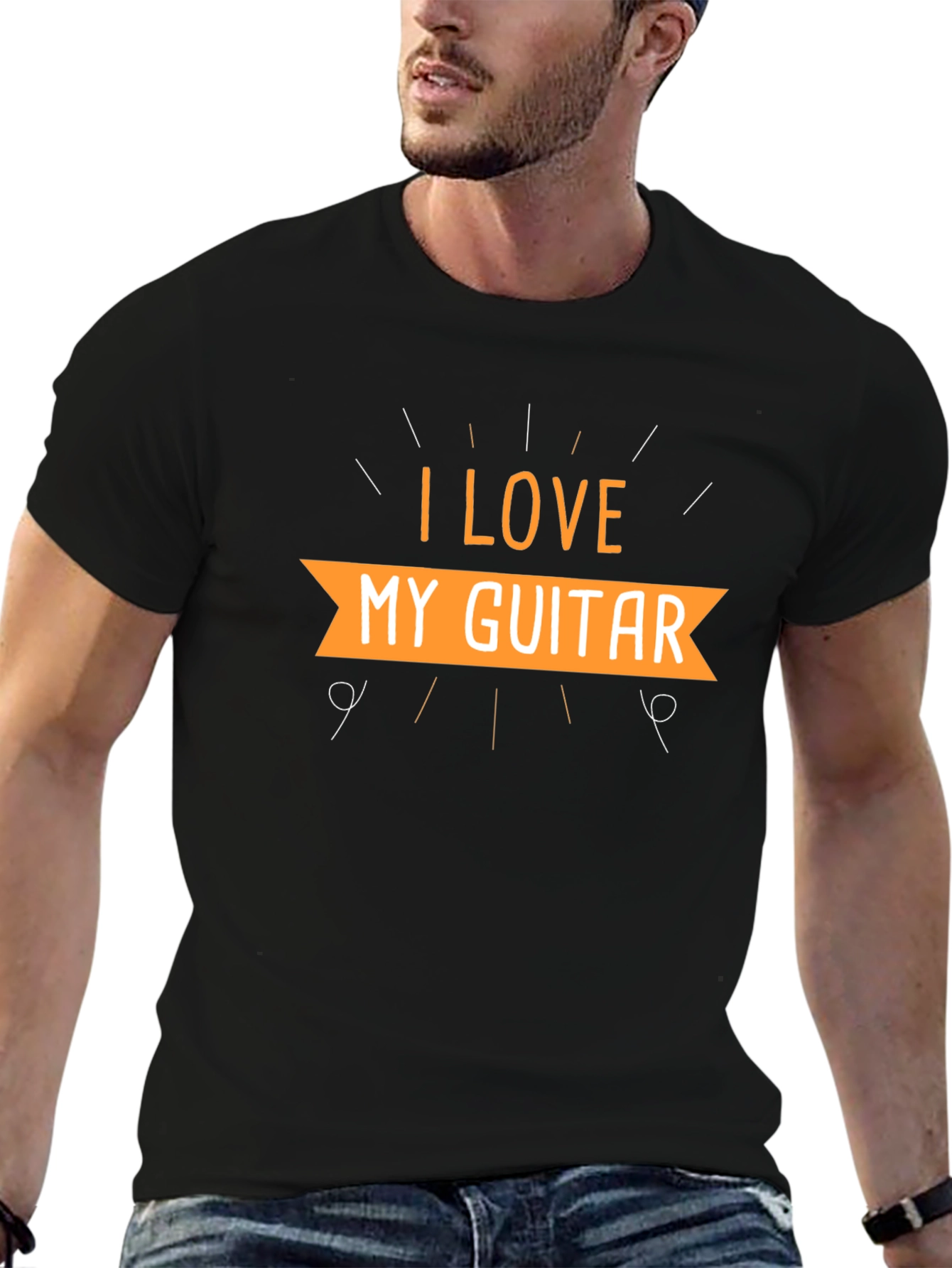 Black I Love My Guitar Black T-Shirt view 6