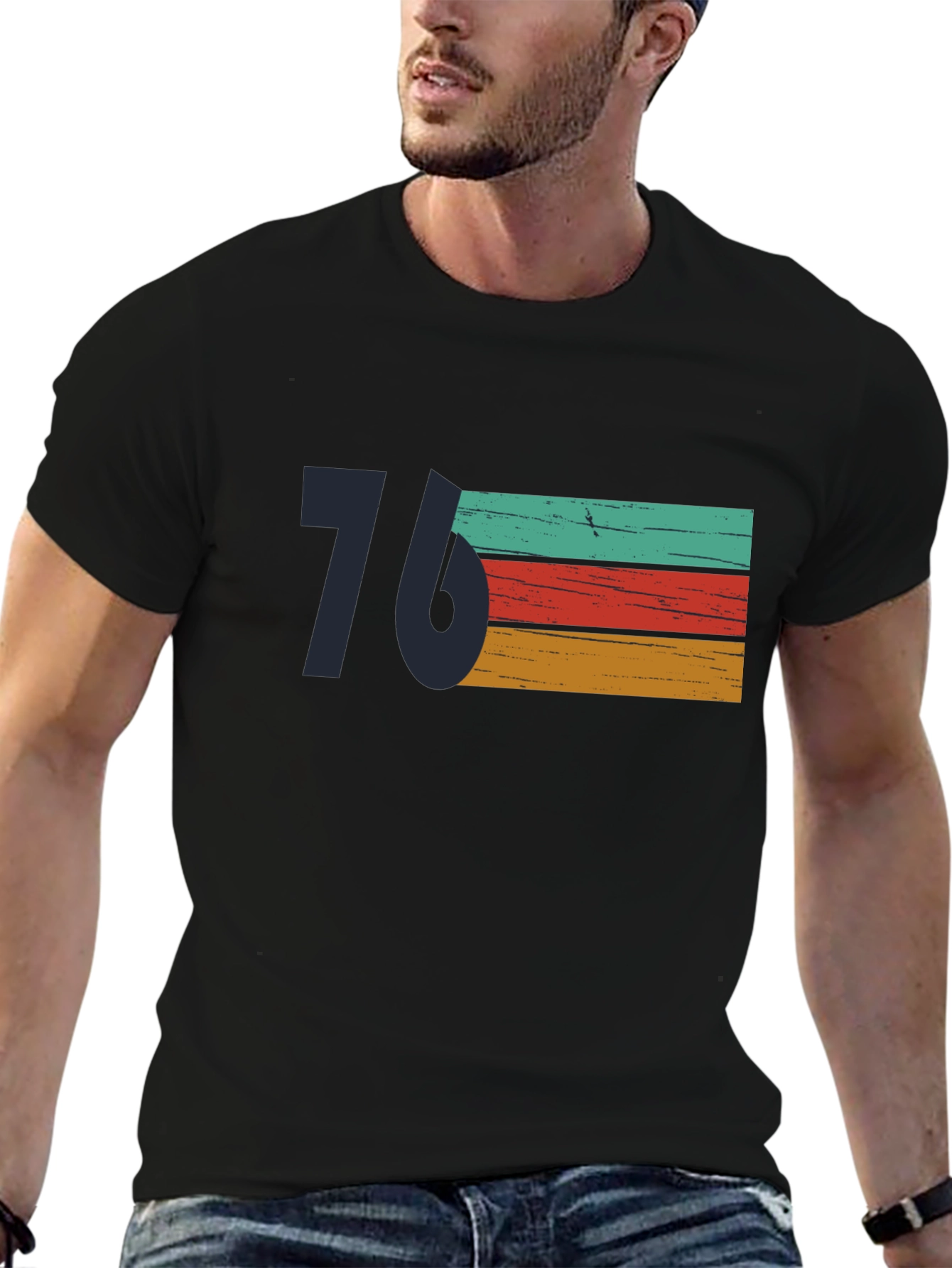 Black Retro 76 Graphic Tee - Stylish Vintage Design view 6
