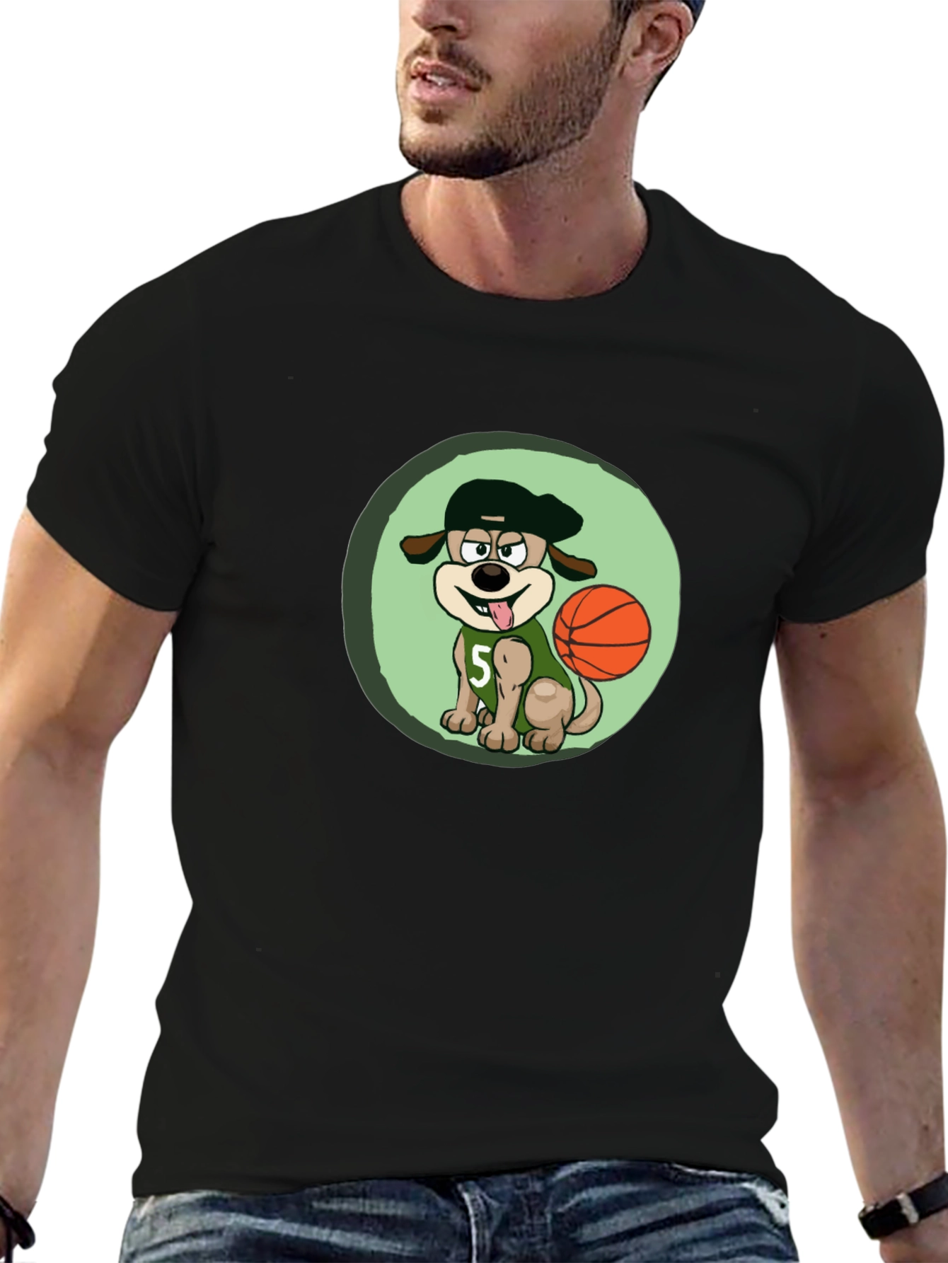 Black Dog Basketball Player T-Shirt view 6