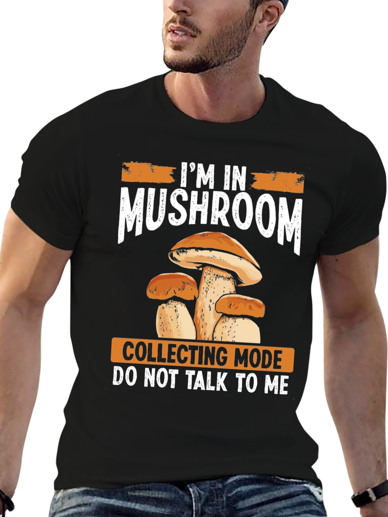 Black Mushroom Collecting Mode T-Shirt view 6