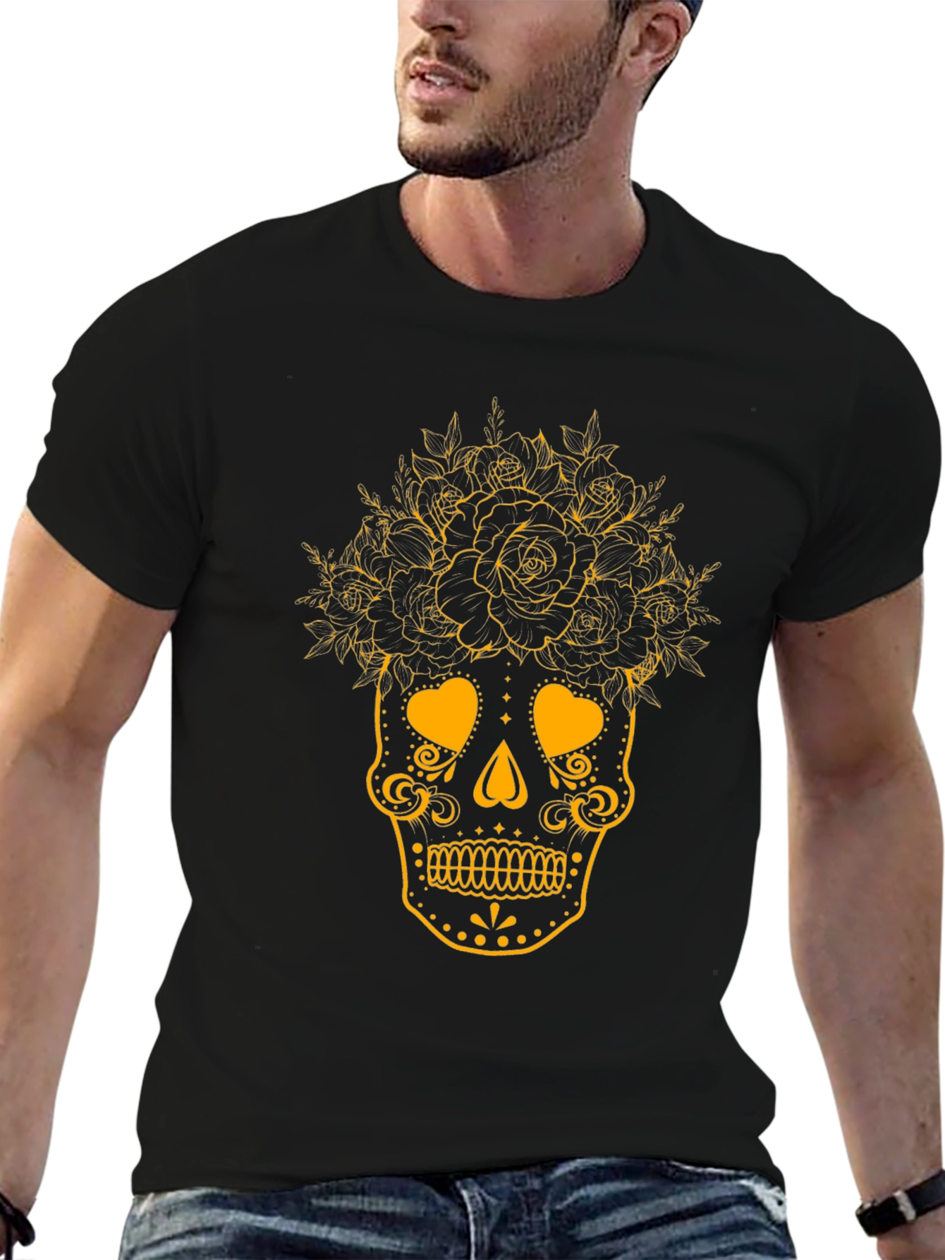 Black Skull and Roses Graphic Tee - Dia de los Muertos view 6