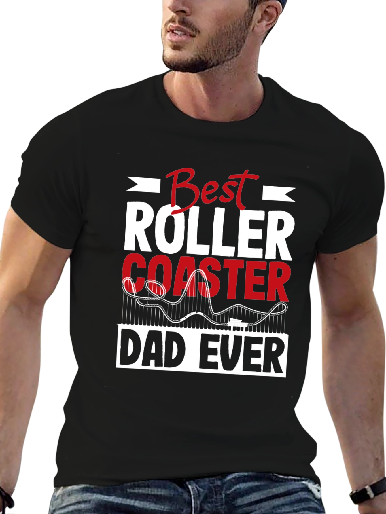 Black Best Roller Coaster Dad Ever T-Shirt view 6