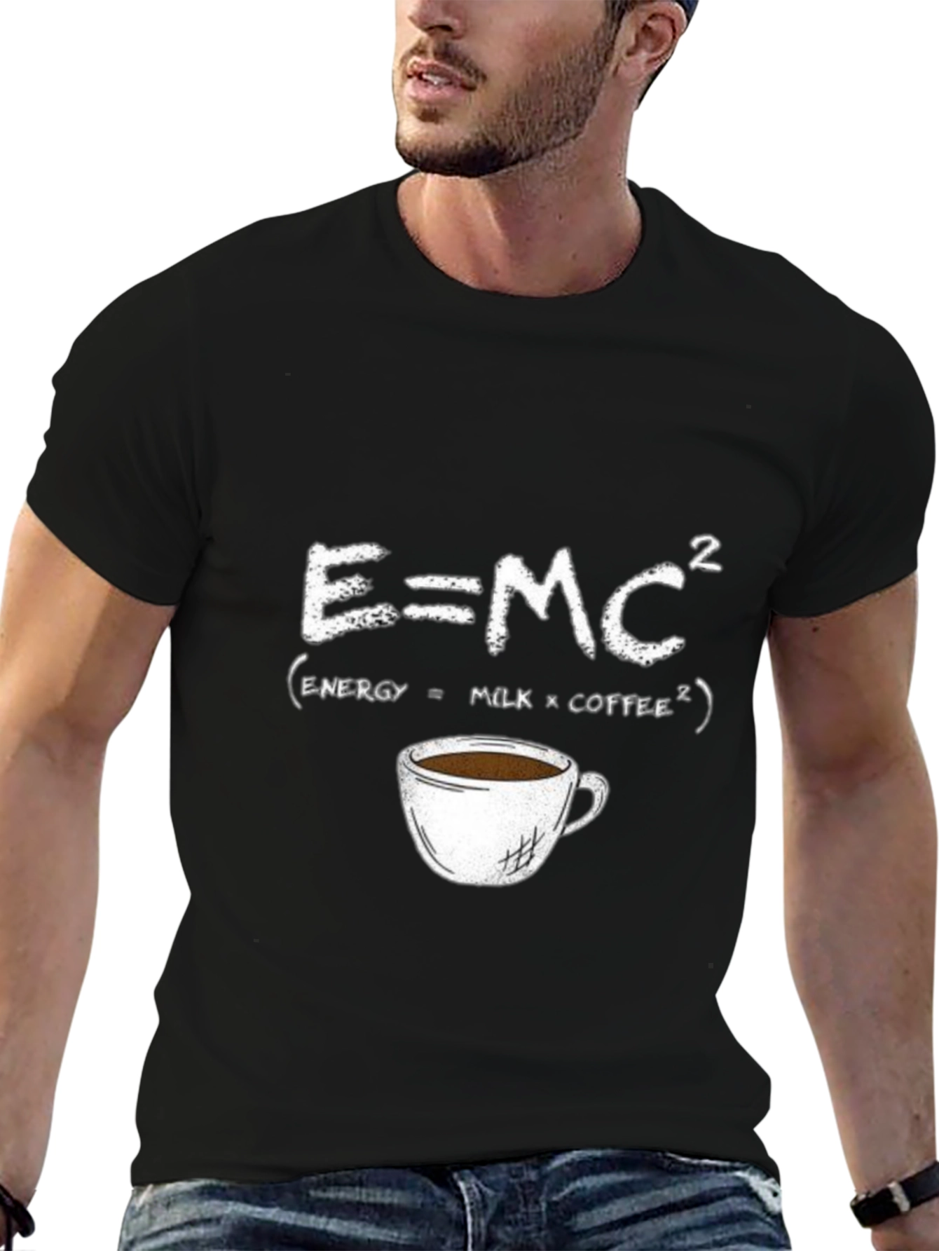Black E=MC² Coffee T-Shirt - Energy Formula Tee view 6