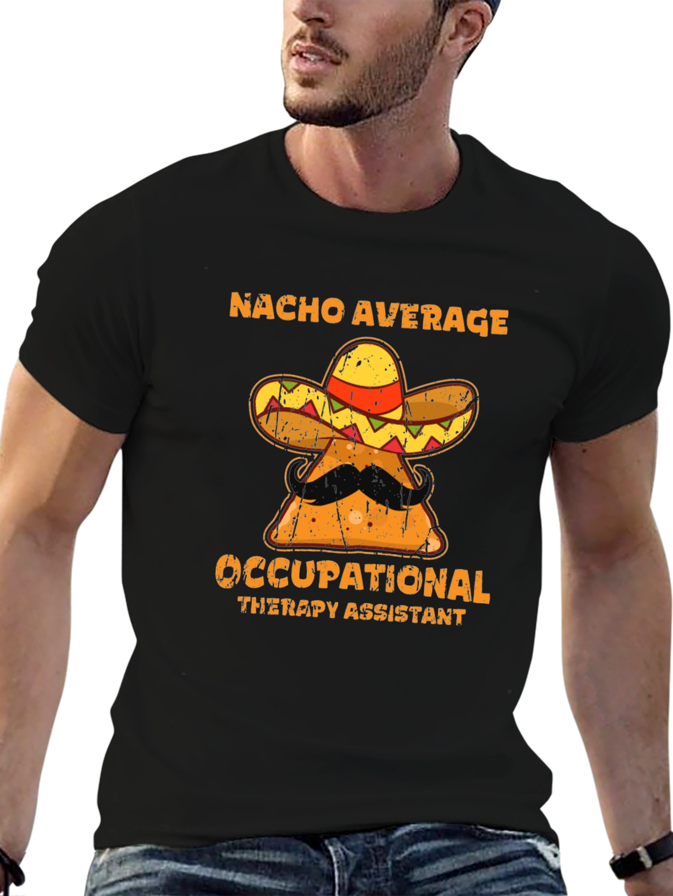 Black Nacho Average Occupational Therapy Assistant T-Shirt view 6