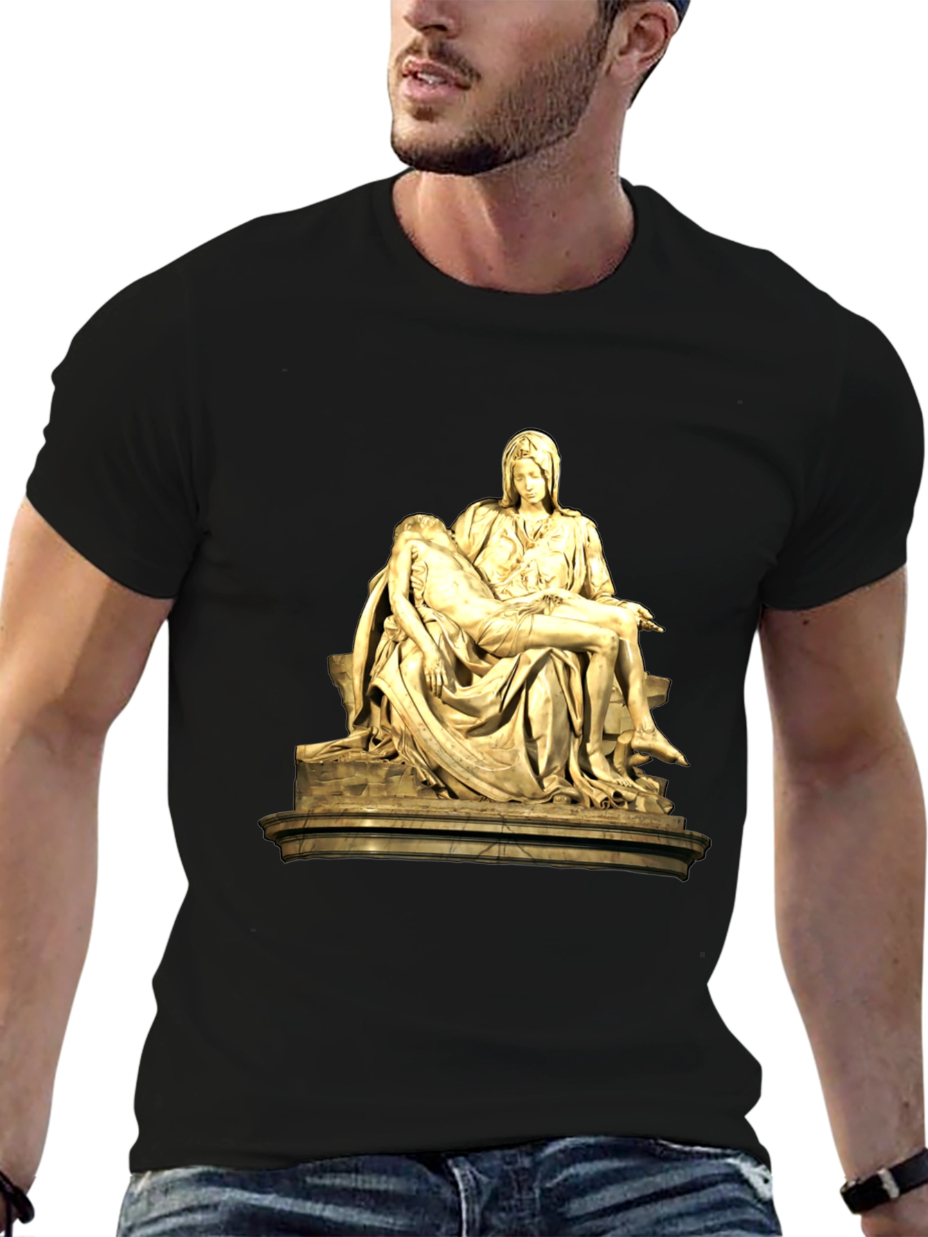 Black Pieta Sculpture Graphic T-Shirt - Classic Art Tee view 6