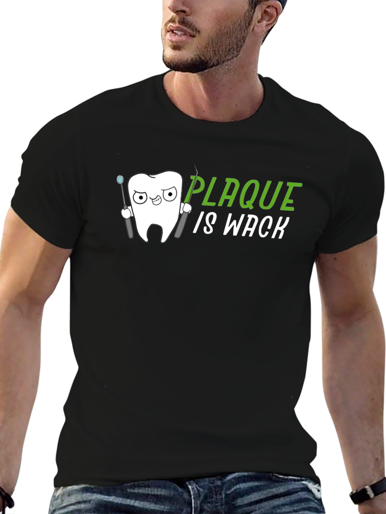 Black Plaque Is Wack Funny Dentist T-Shirt view 6