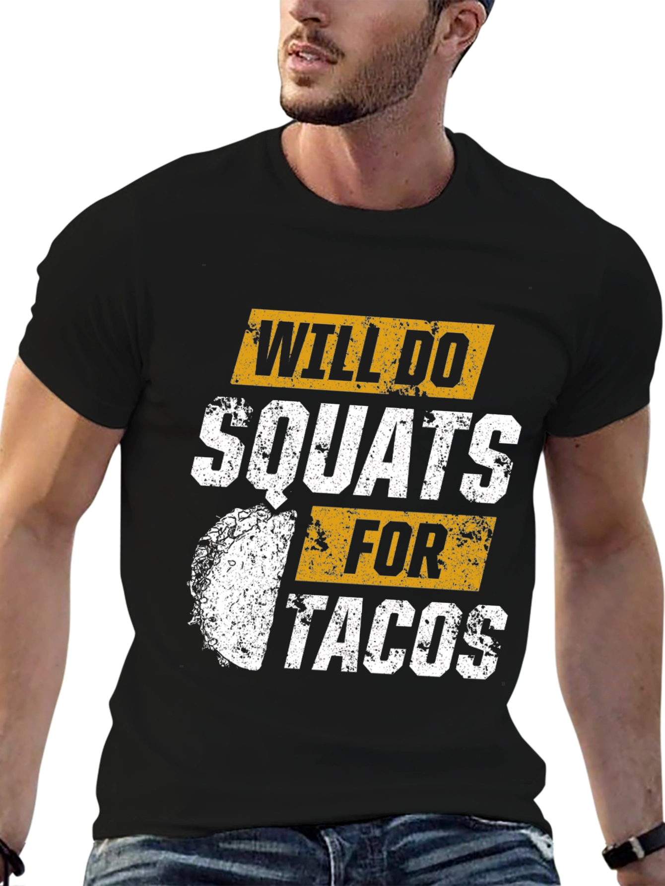 Black Will Do Squats For Tacos Graphic T-Shirt view 6
