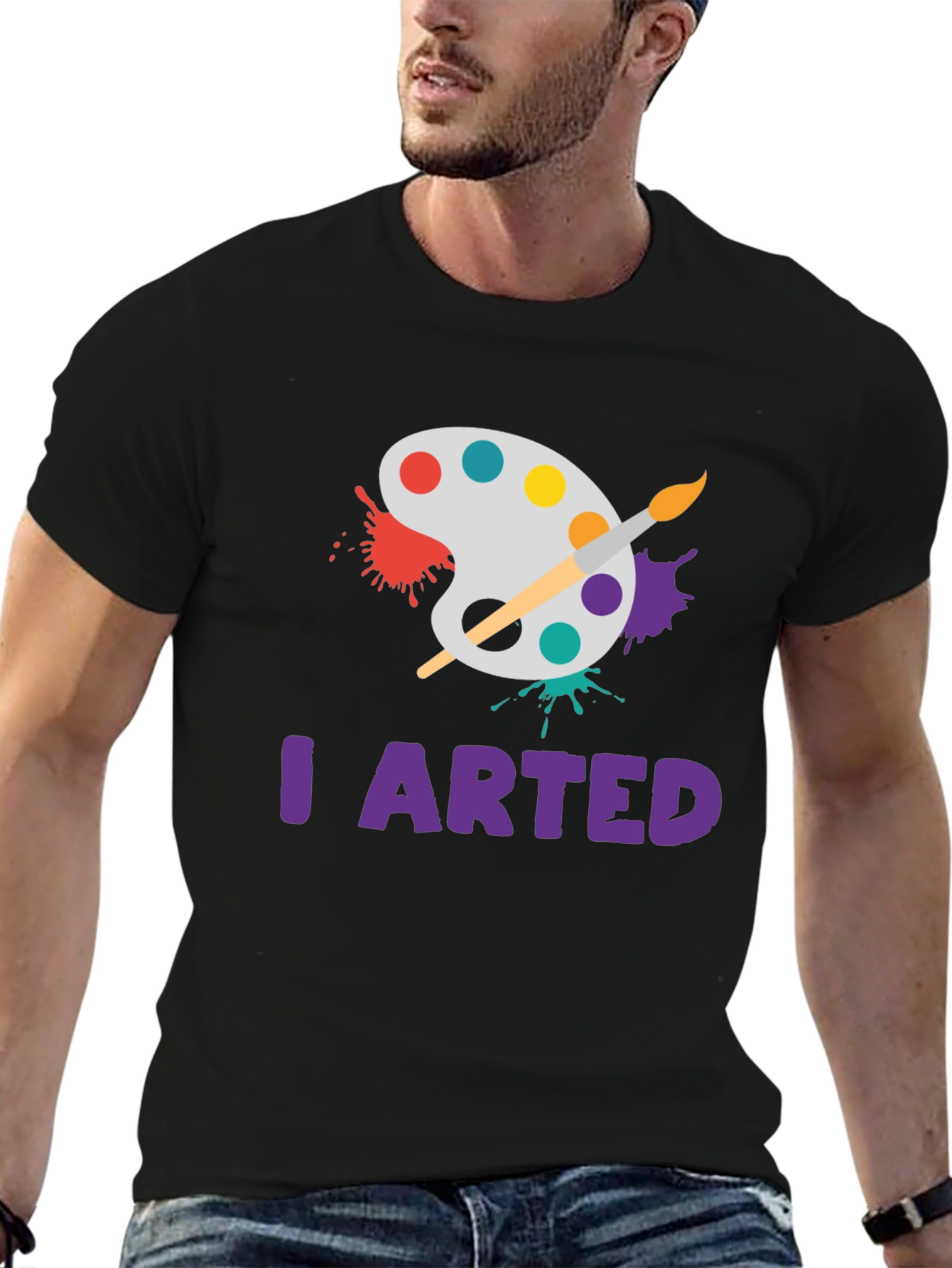 Black I Arted T-Shirt - Painter's Palette Design view 6