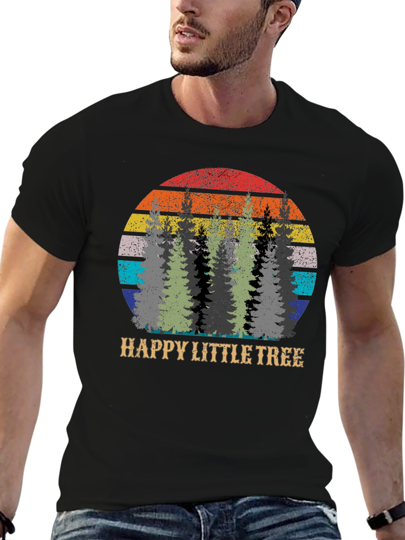 Black Happy Little Tree Graphic T-Shirt view 6